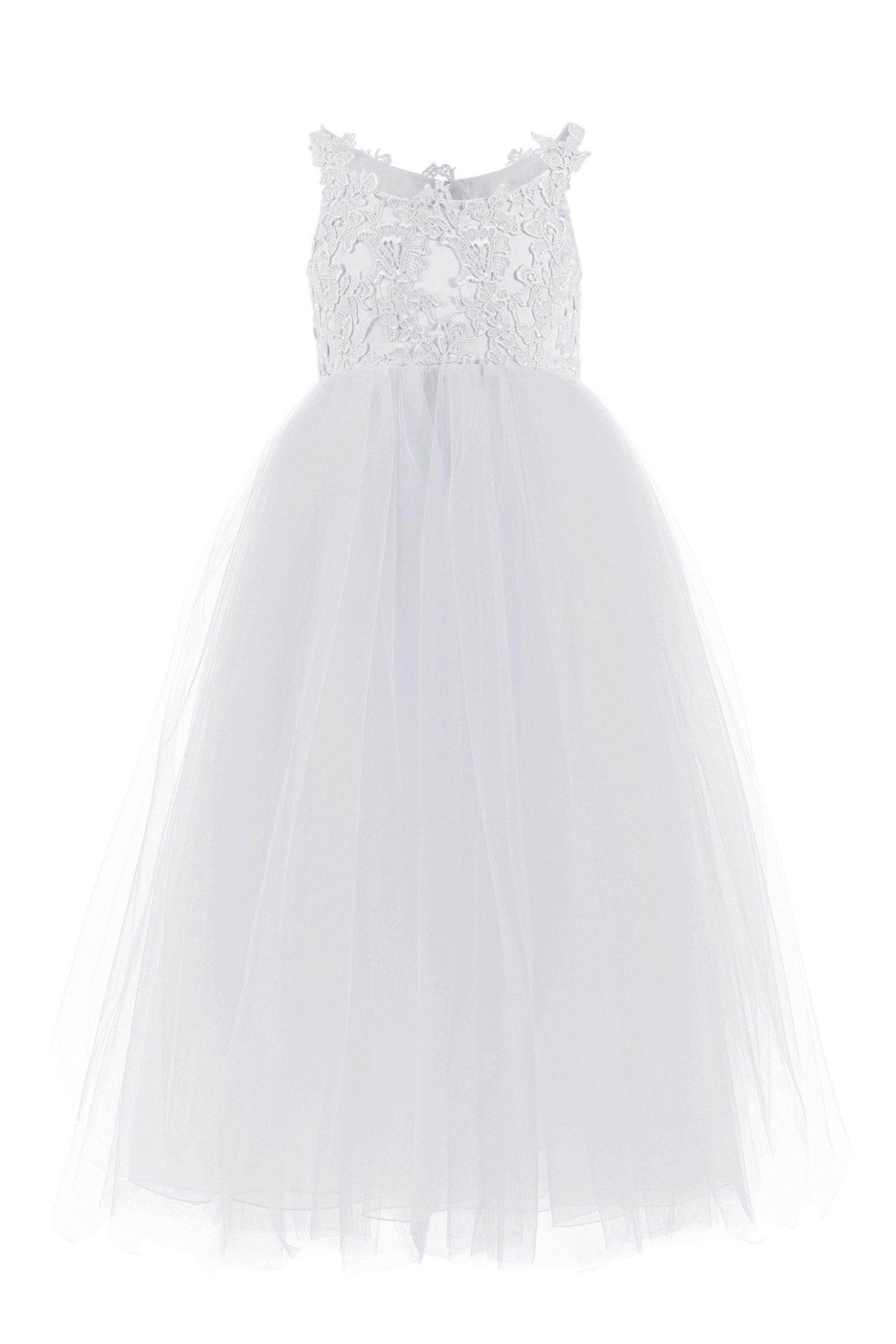A-Line Floor Length Tulle Lace Flower Girl Dress CF0291 - COCOMELODY