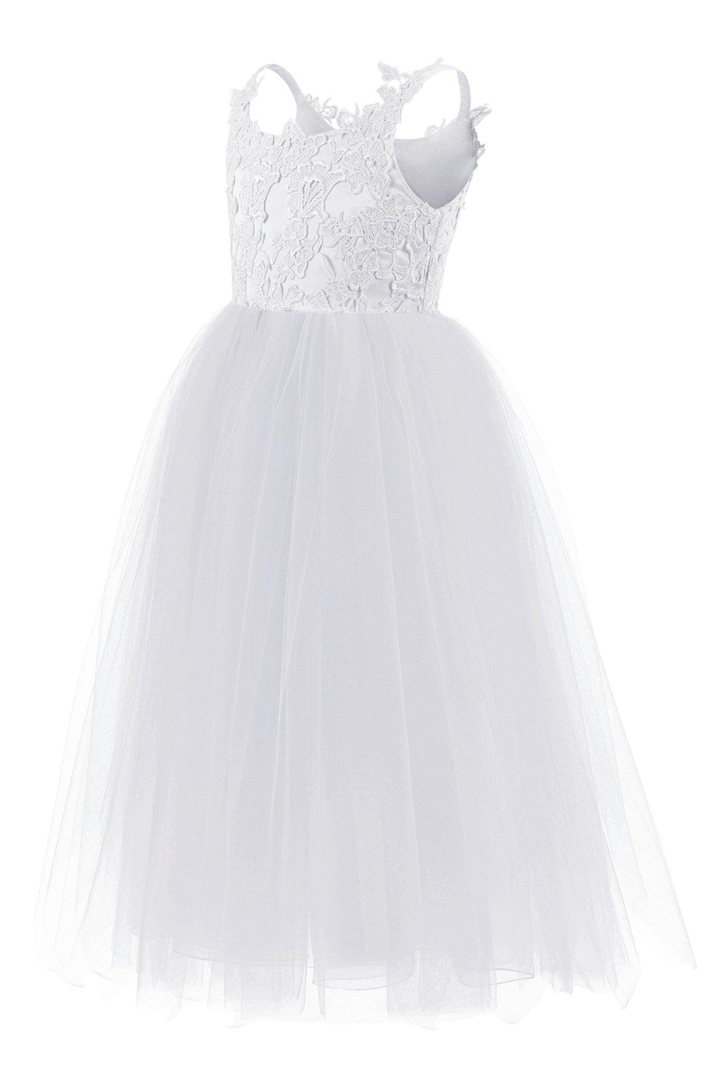 A-Line Floor Length Tulle Lace Flower Girl Dress CF0291 - COCOMELODY