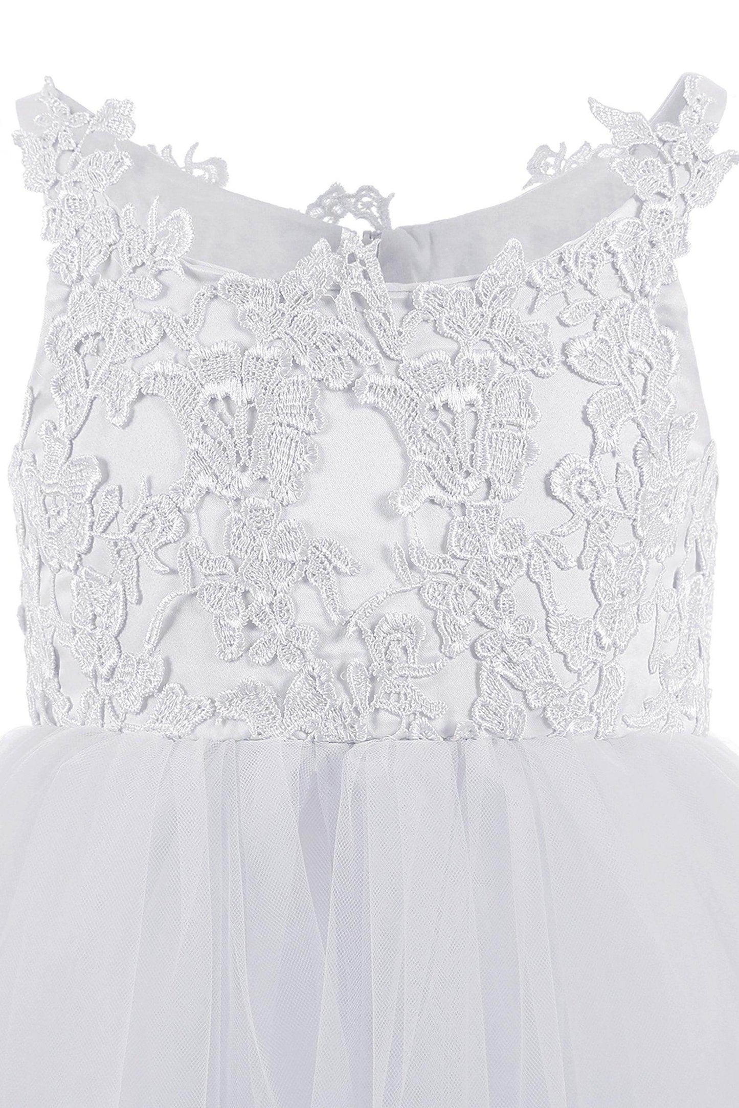A-Line Floor Length Tulle Lace Flower Girl Dress CF0291 - COCOMELODY