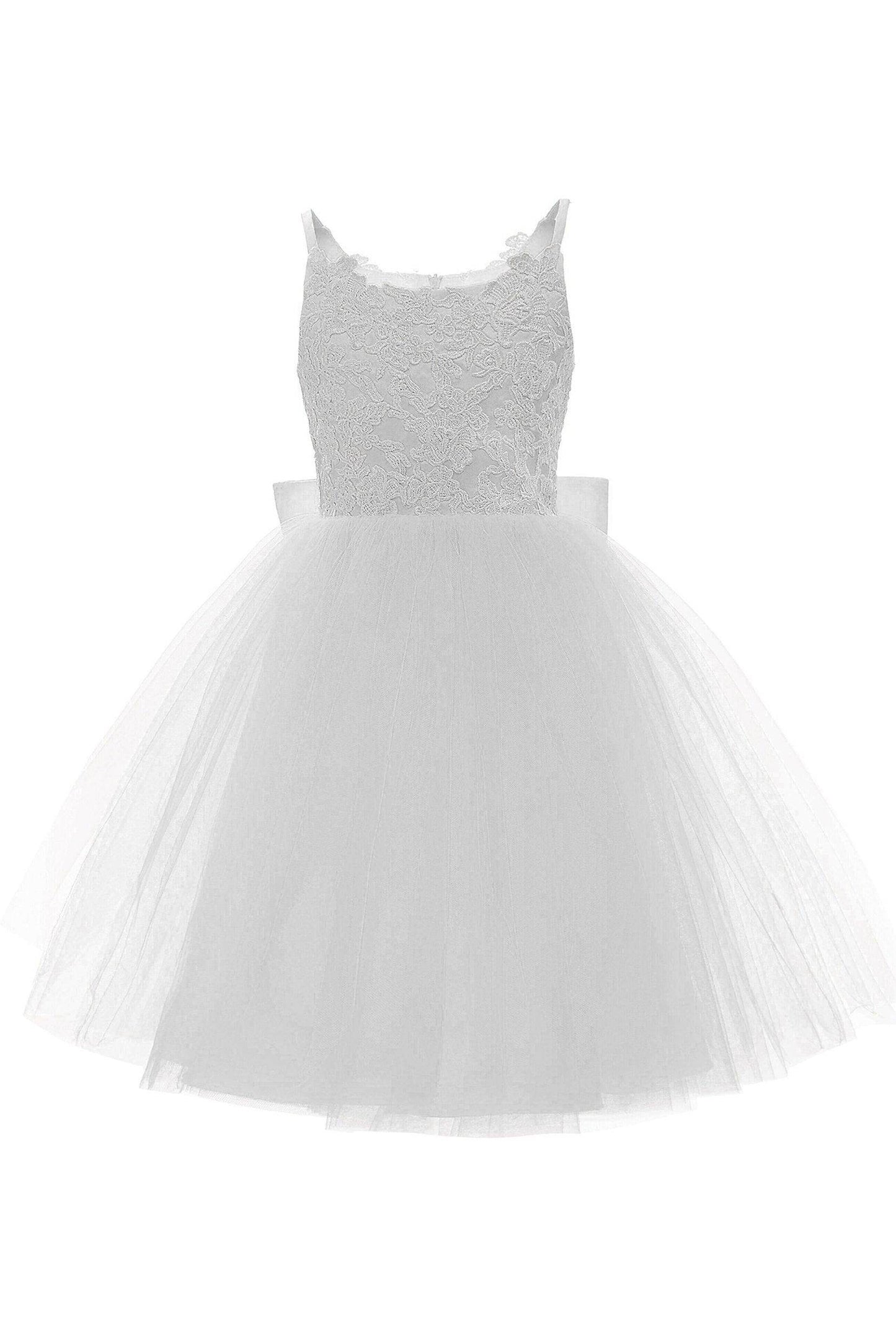 A-Line Knee Length Tulle Lace Flower Girl Dress CF0292 - COCOMELODY