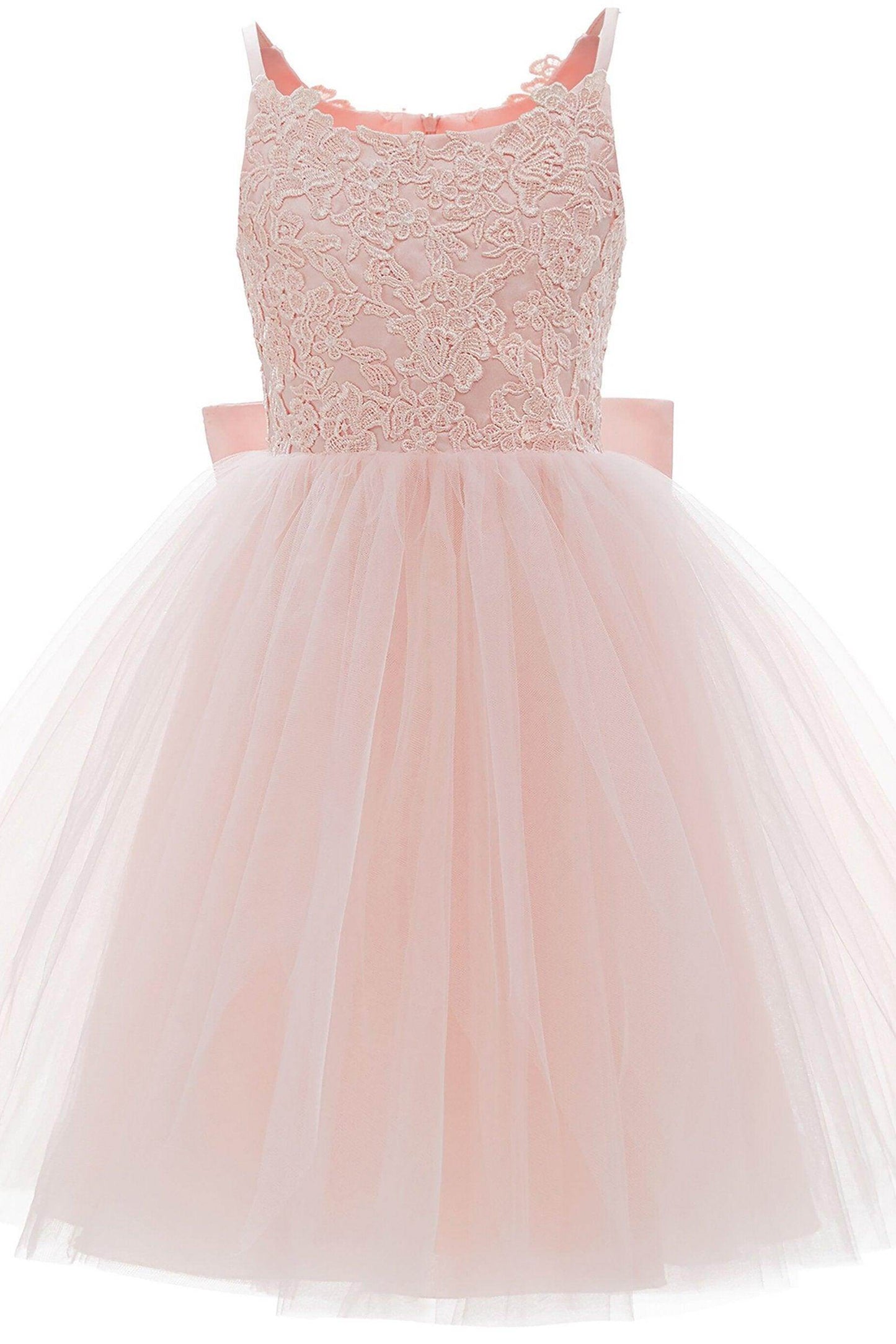 A-Line Knee Length Tulle Lace Flower Girl Dress CF0292 - COCOMELODY