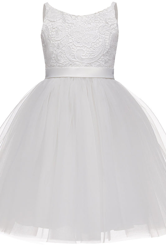 A-Line Knee Length Tulle Lace Flower Girl Dress CF0294