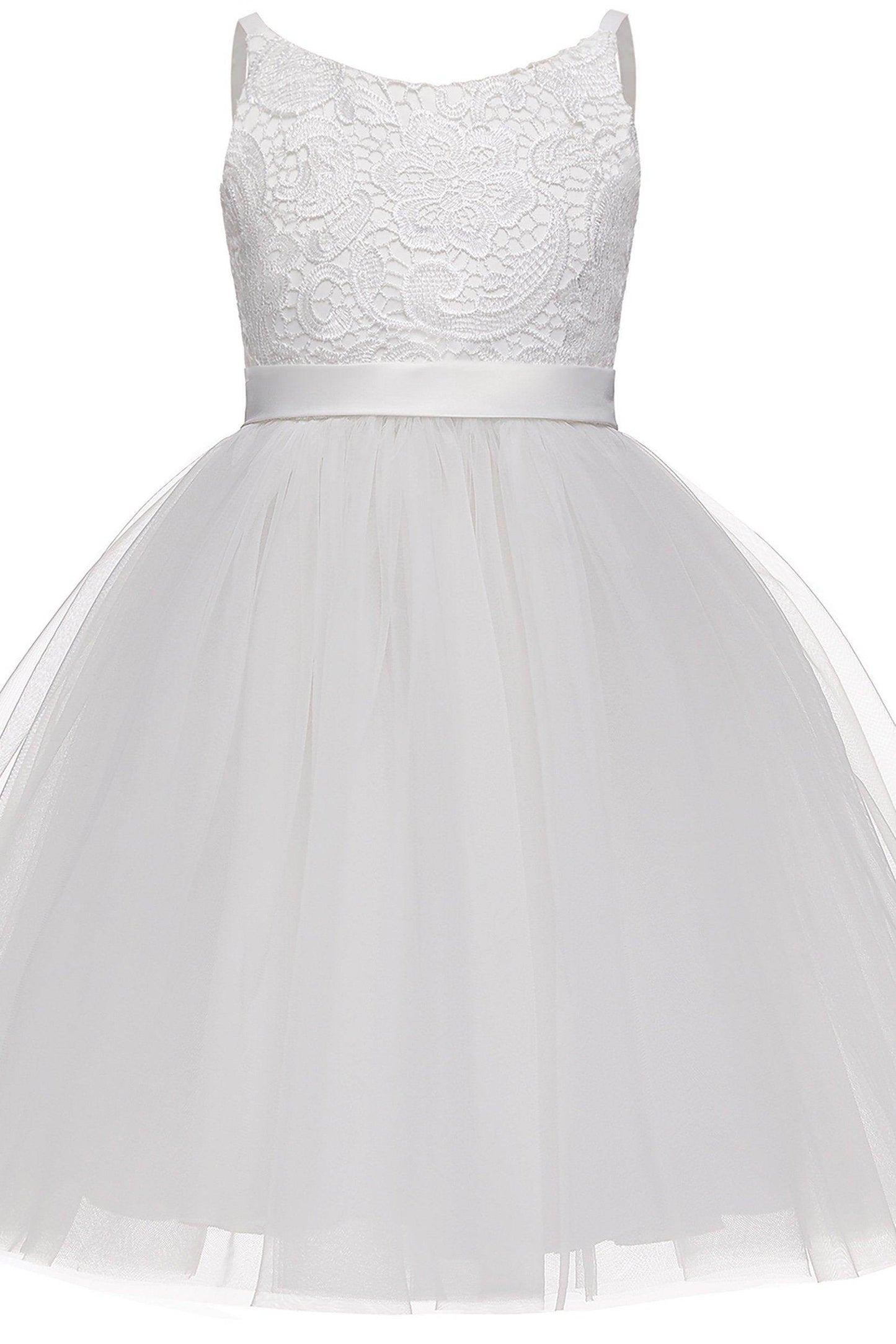 A-Line Knee Length Tulle Lace Flower Girl Dress CF0294 - COCOMELODY
