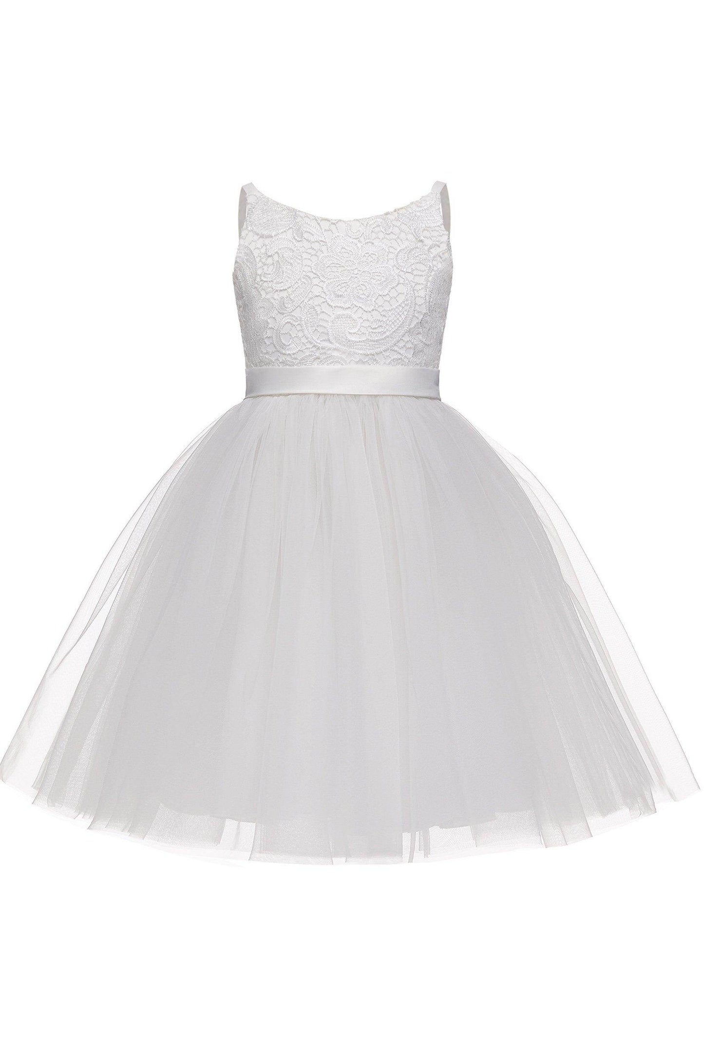 A-Line Knee Length Tulle Lace Flower Girl Dress CF0294 - COCOMELODY
