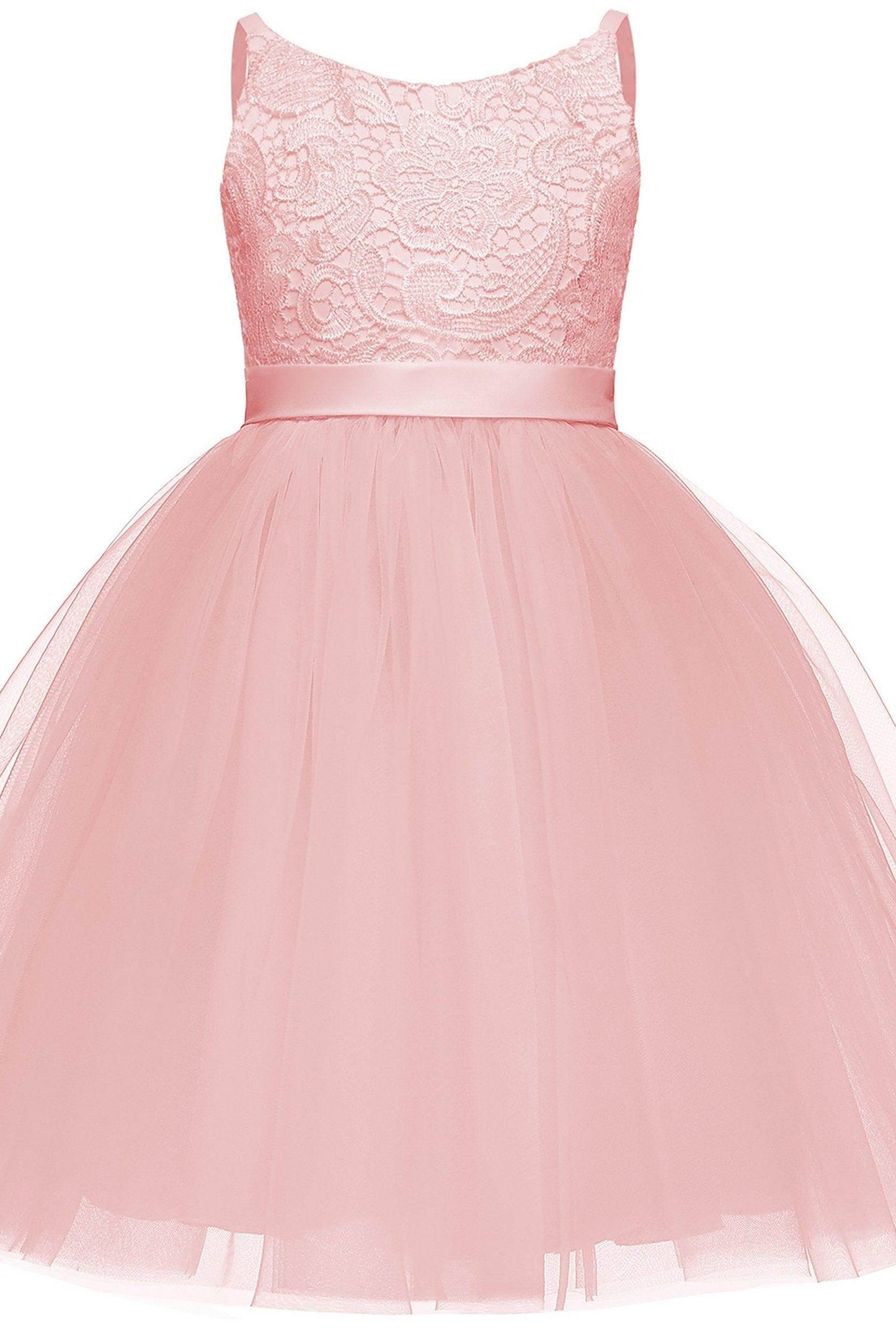 A-Line Knee Length Tulle Lace Flower Girl Dress CF0294 - COCOMELODY