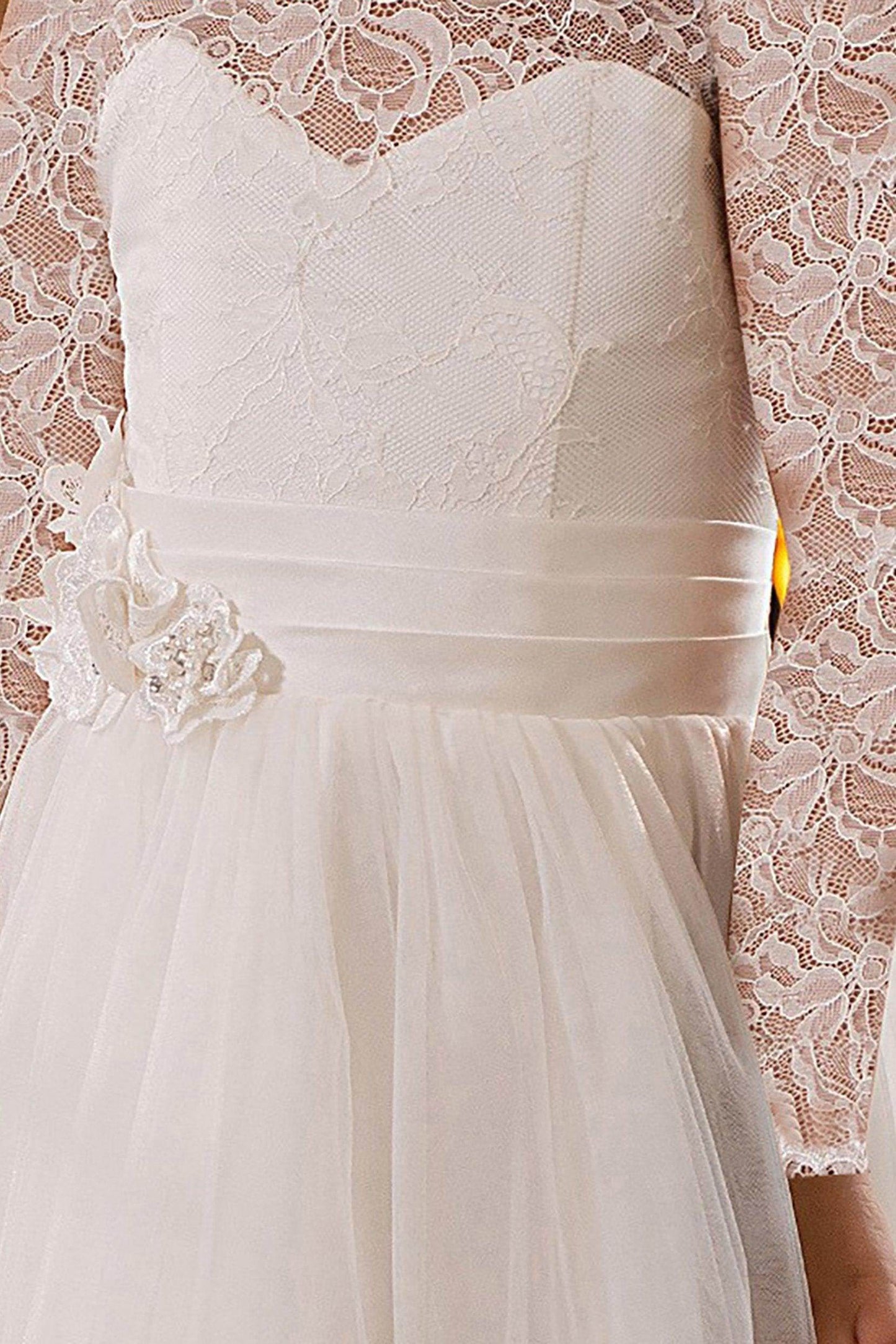 A-Line Floor Length Tulle Lace Flower Girl Dress CF0298 - COCOMELODY