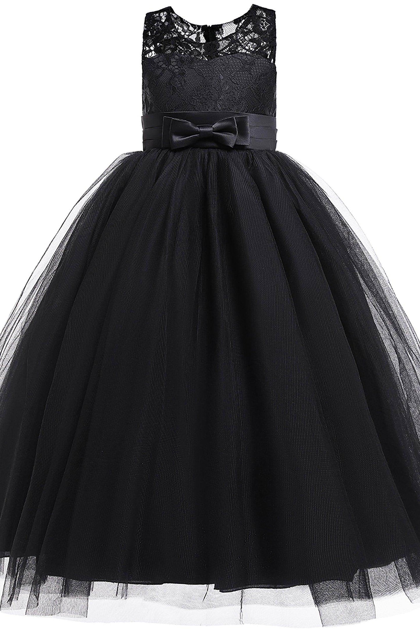 A-Line Floor Length Tulle Lace Flower Girl Dress CF0298 - COCOMELODY