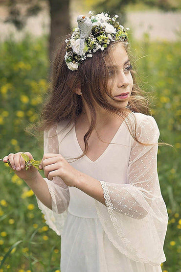 A-Line Floor Length Tulle Lace Flower Girl Dress CF0299 - COCOMELODY