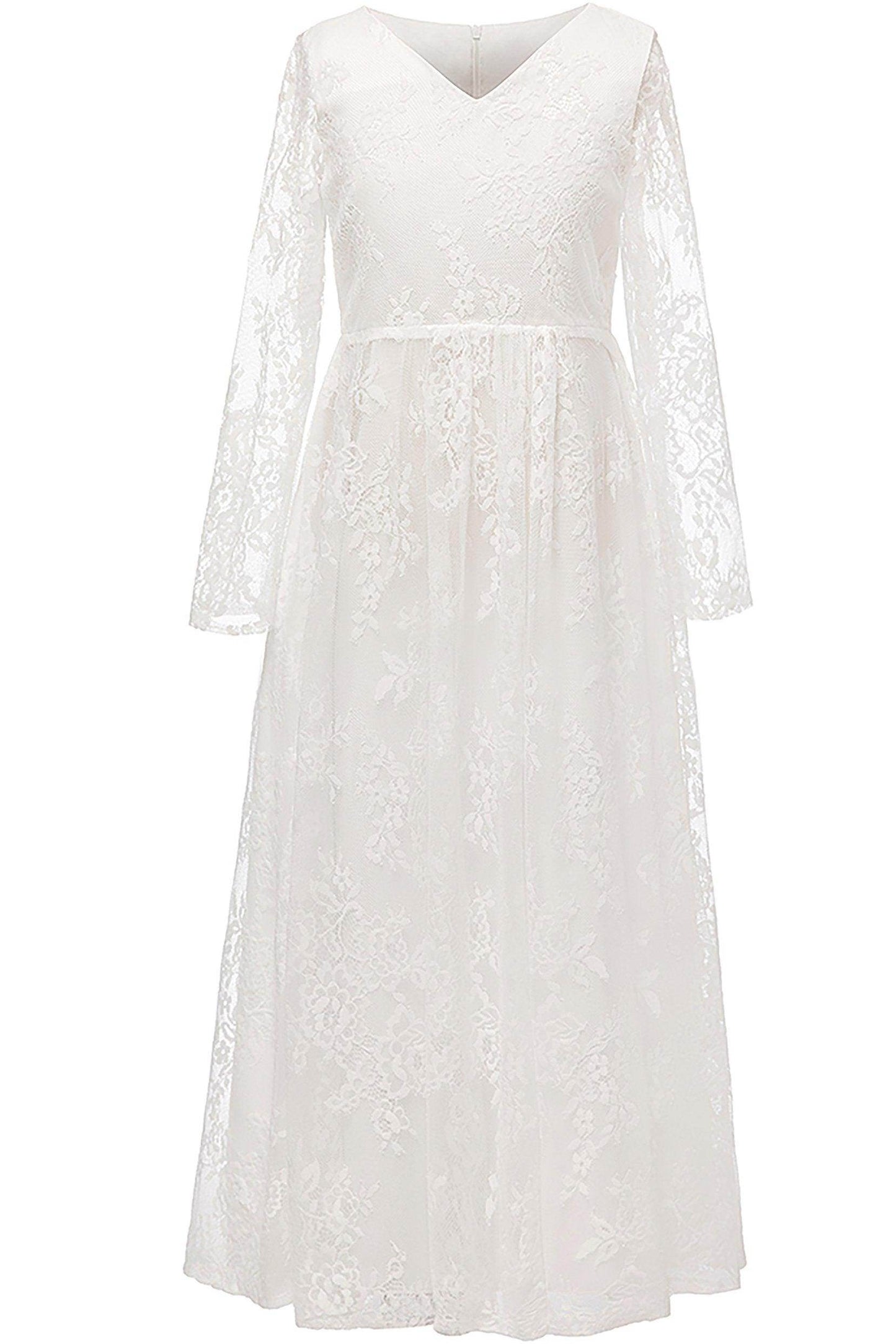 A-Line Floor Length Lace Flower Girl Dress CF0301 - COCOMELODY