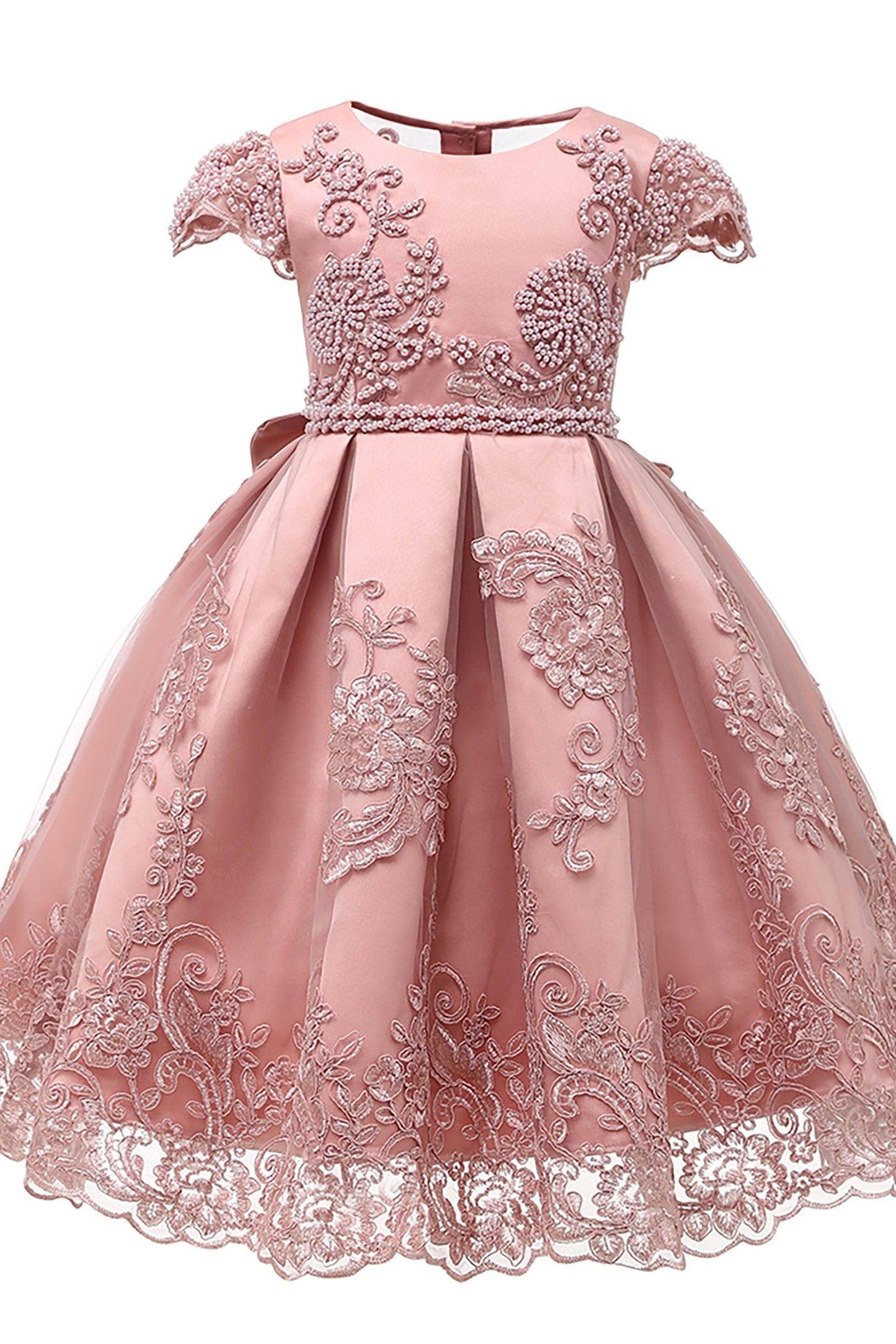 A-Line Ankle Length Taffeta Lace Flower Girl Dress CF0302 - COCOMELODY