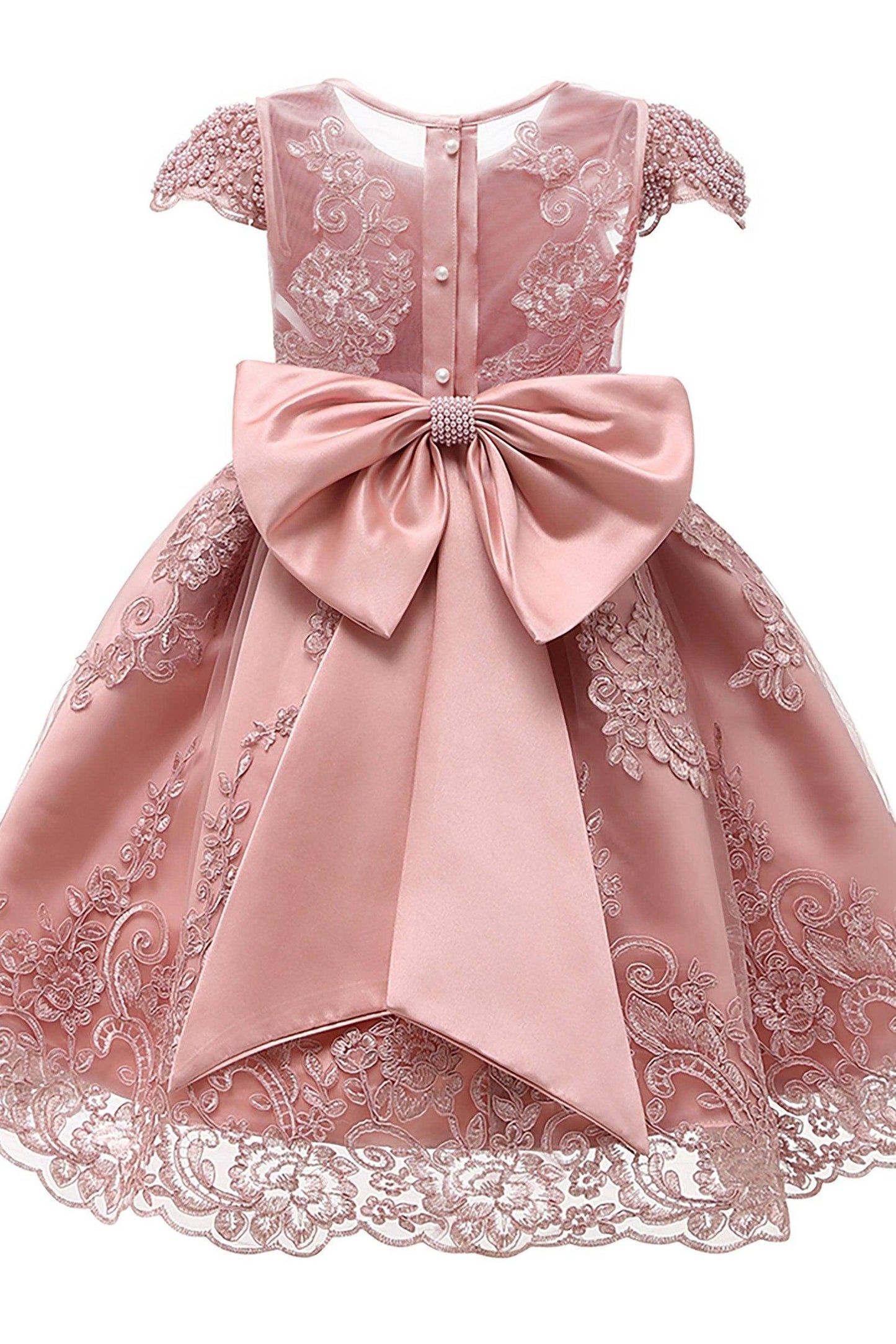 A-Line Ankle Length Taffeta Lace Flower Girl Dress CF0302 - COCOMELODY