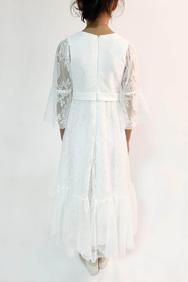 A-Line Floor Length Tulle Lace Flower Girl Dress CF0306 - COCOMELODY