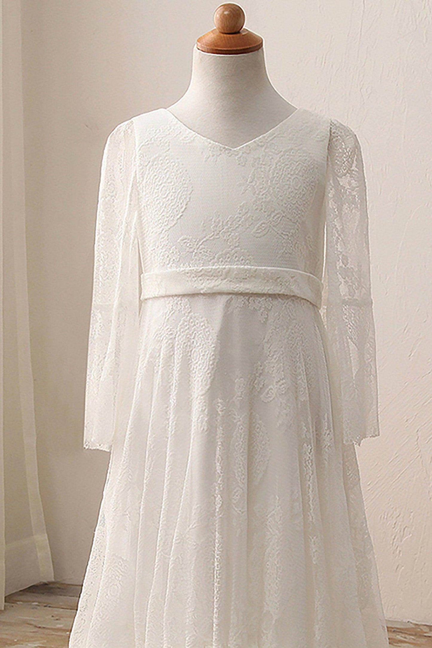 A-Line Floor Length Tulle Lace Flower Girl Dress CF0306 - COCOMELODY
