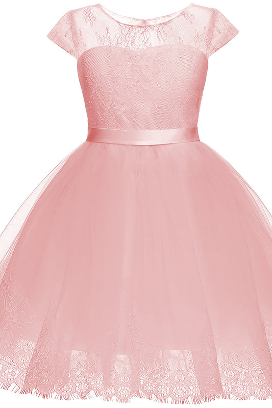 A-Line Knee Length Tulle Lace Flower Girl Dress CF0307