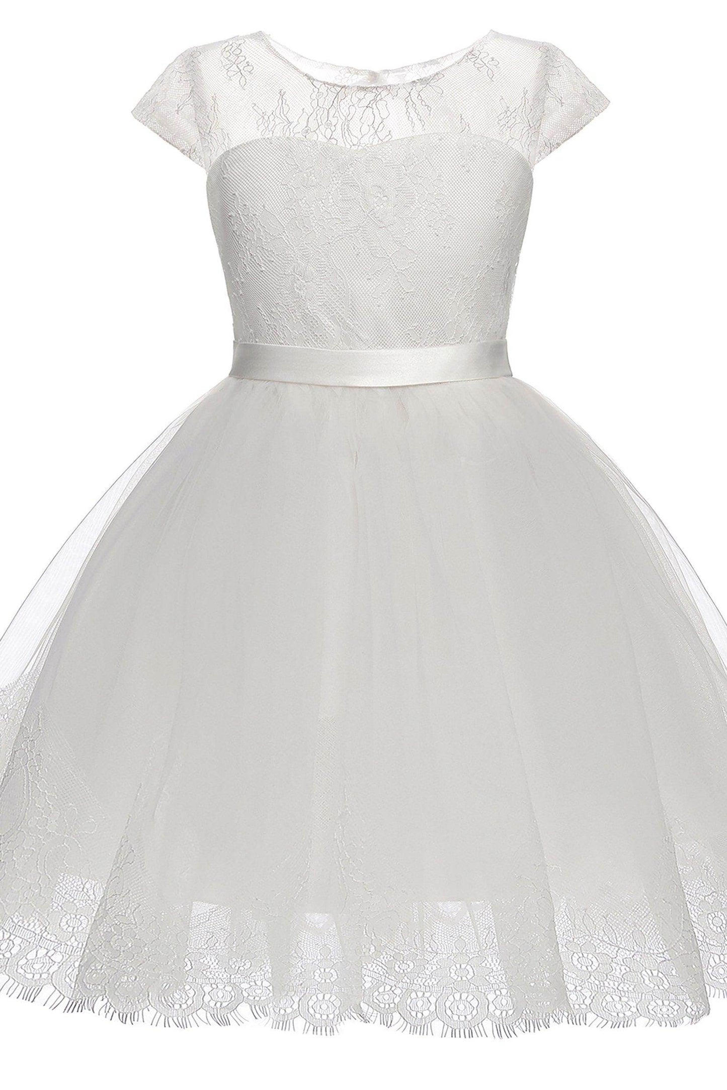 A-Line Knee Length Tulle Lace Flower Girl Dress CF0307 - COCOMELODY