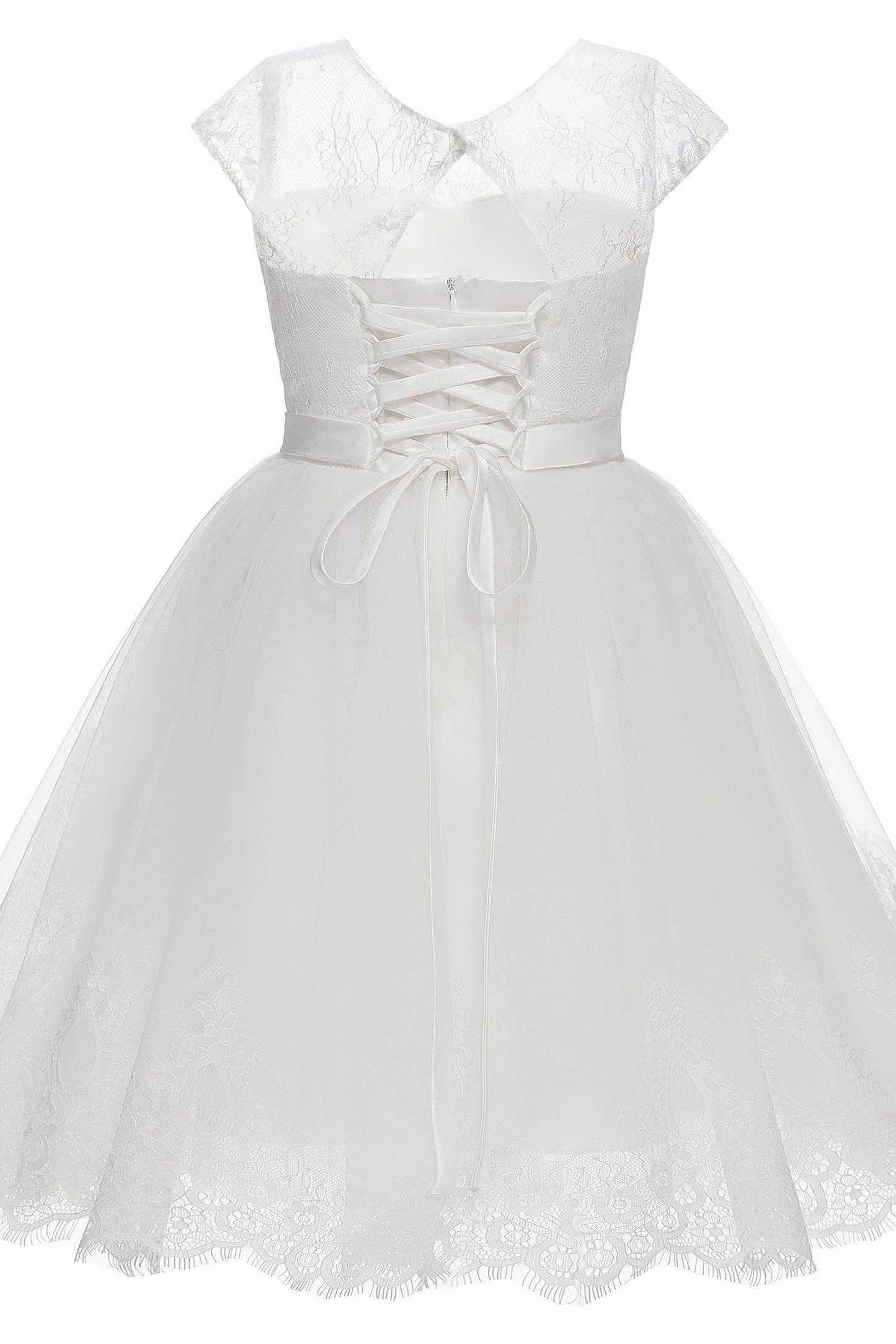 A-Line Knee Length Tulle Lace Flower Girl Dress CF0307 - COCOMELODY