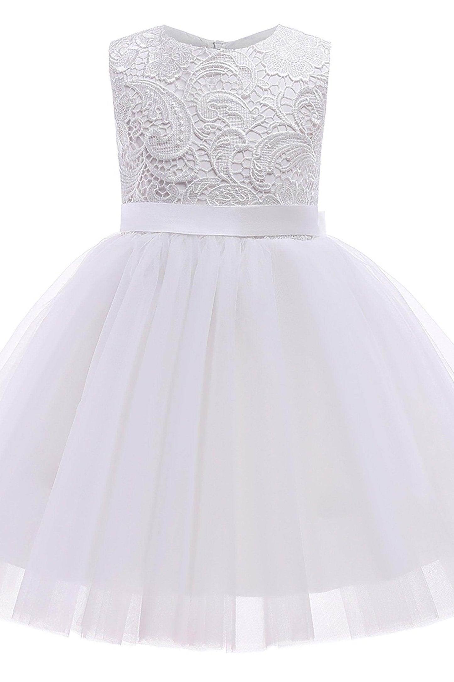 A-Line Tea Length Tulle Lace Flower Girl Dress CF0312 - COCOMELODY