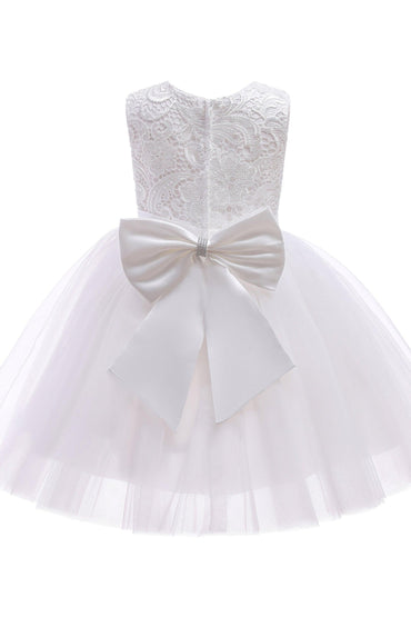 A-Line Tea Length Tulle Lace Flower Girl Dress CF0312