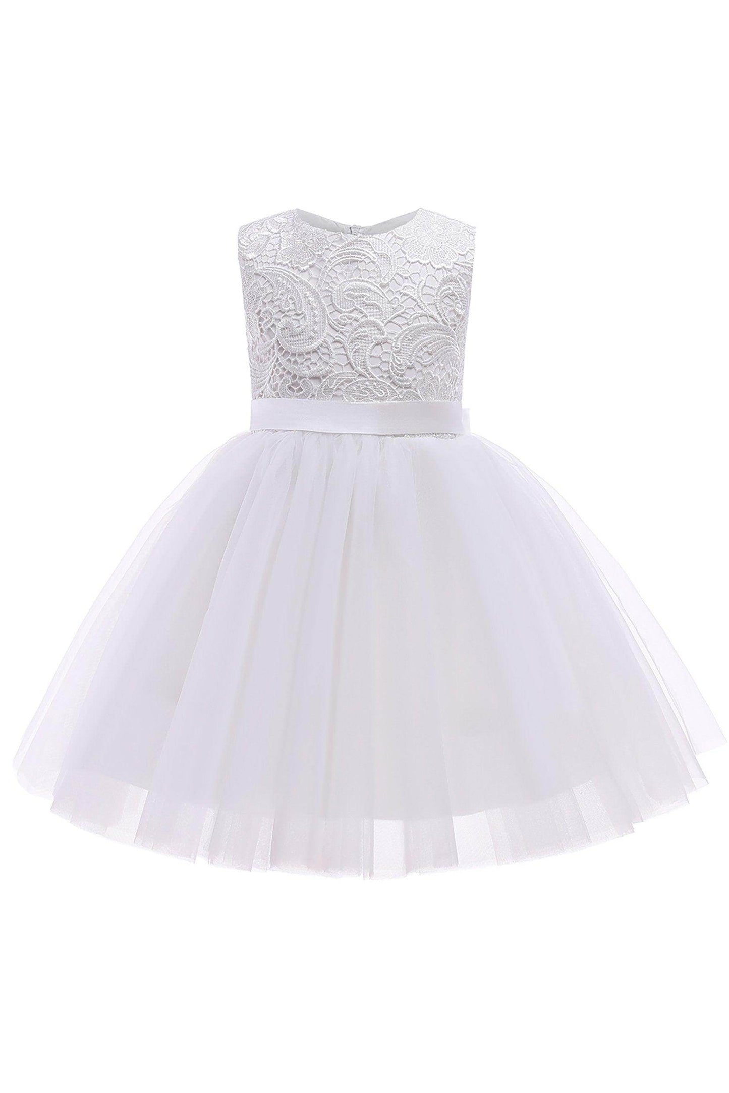 A-Line Tea Length Tulle Lace Flower Girl Dress CF0312 - COCOMELODY
