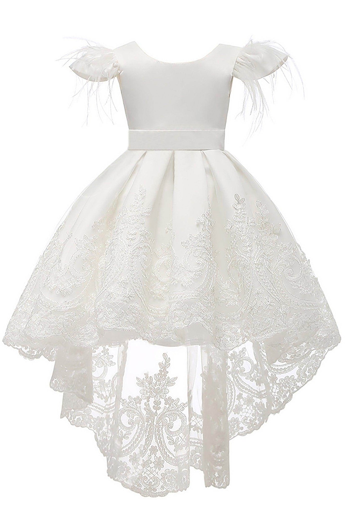 A-Line High-Low Tulle Lace Flower Girl Dress CF0313 - COCOMELODY