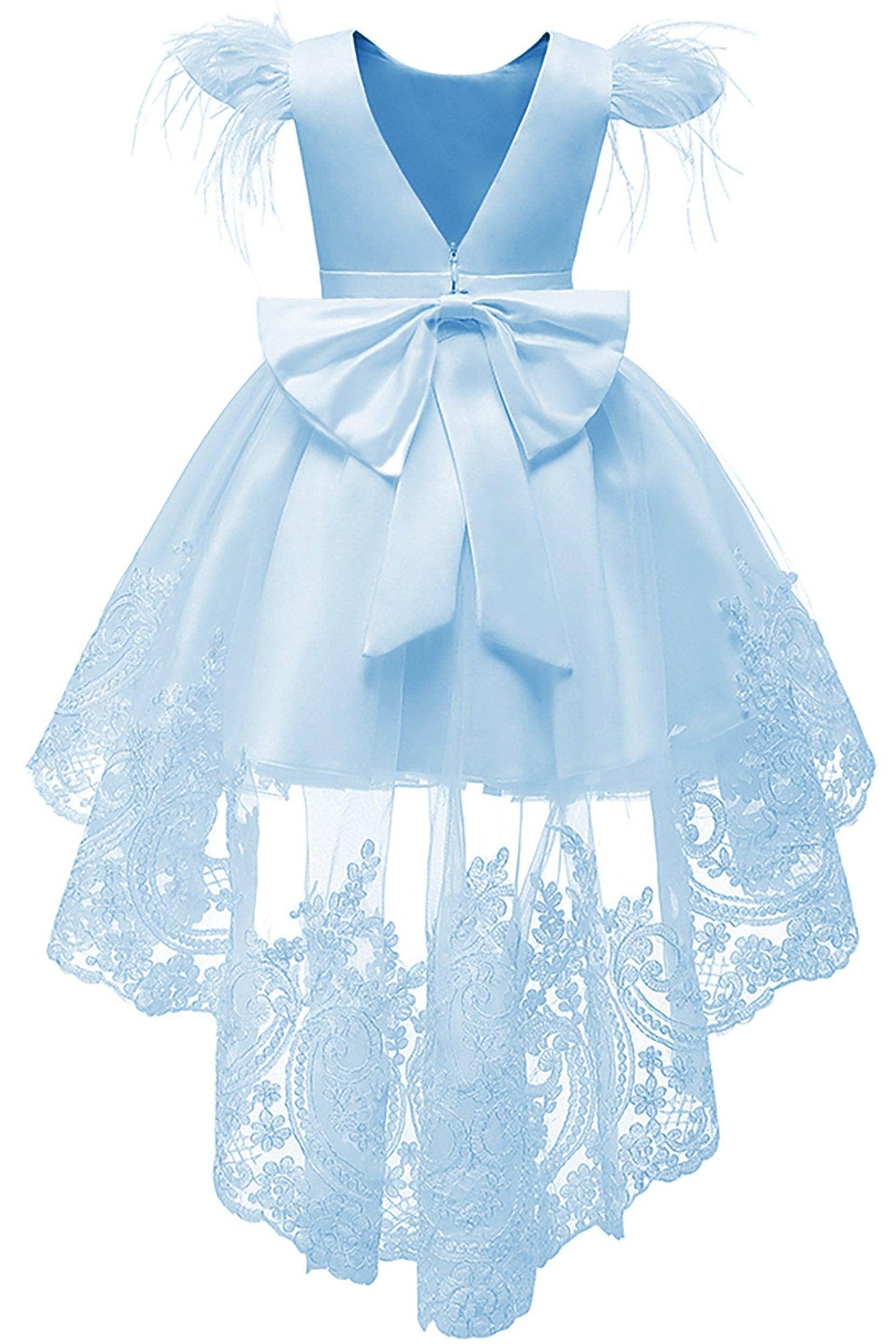 A-Line High-Low Tulle Lace Flower Girl Dress CF0313 - COCOMELODY