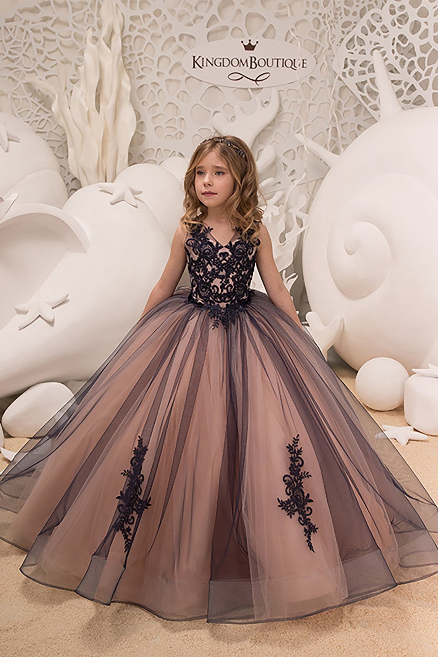 Ball Gown Floor Length Tulle Lace Flower Girl Dress CF0316