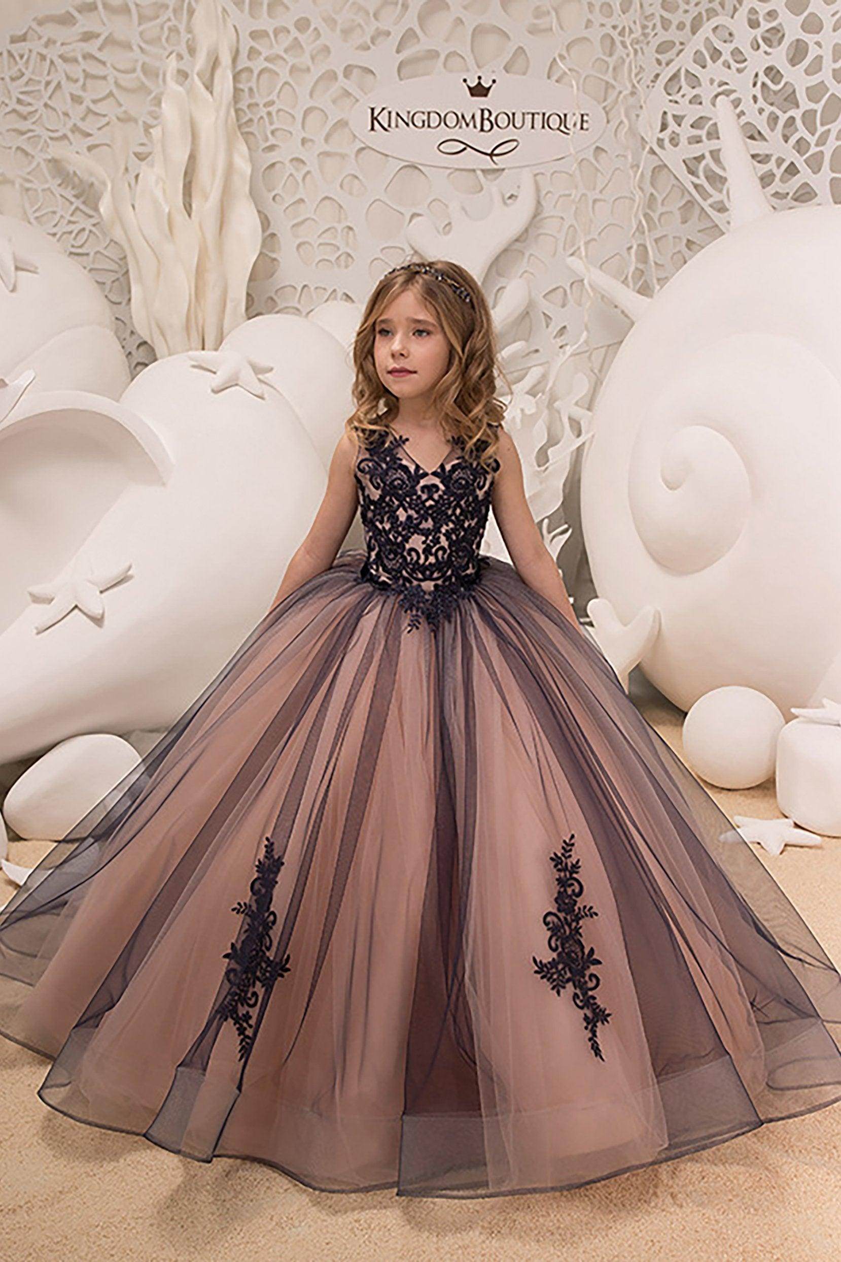 Ball Gown Floor Length Tulle Lace Flower Girl Dress CF0316 - COCOMELODY