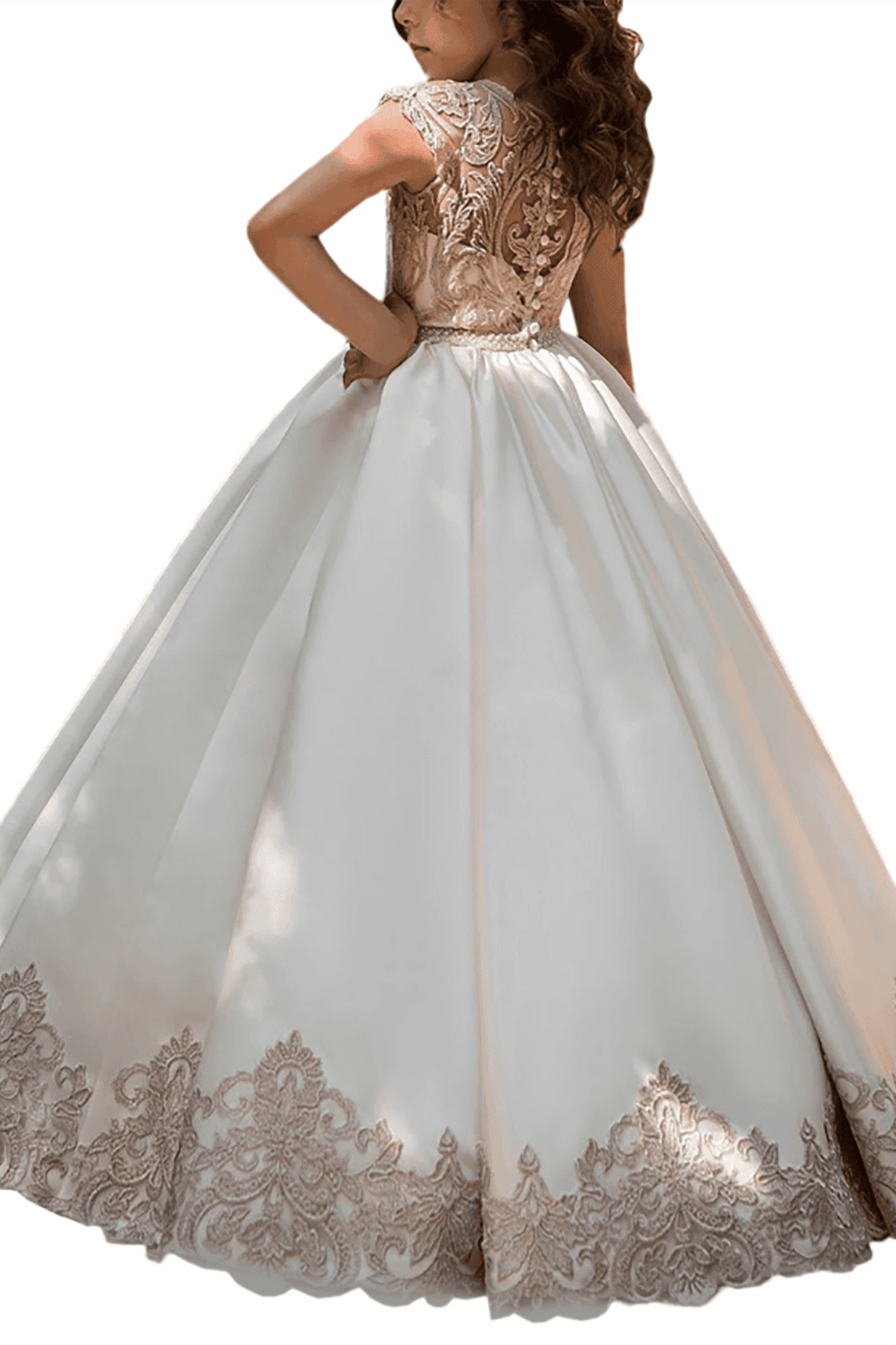 A-Line Floor Length Tulle Lace Flower Girl Dress CF0317 - COCOMELODY