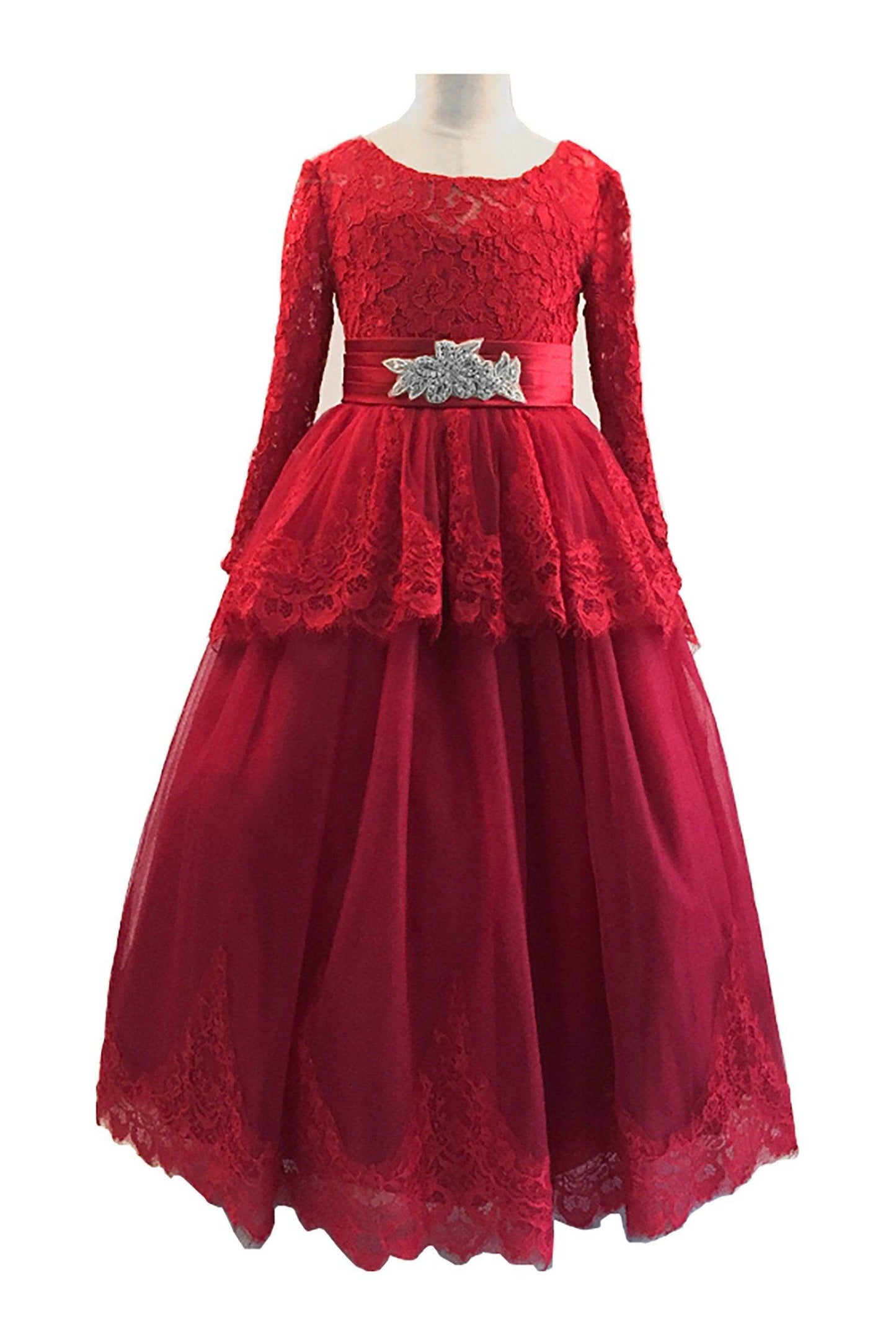 Ball Gown Floor Length Tulle Lace Flower Girl Dress CF0319 - COCOMELODY