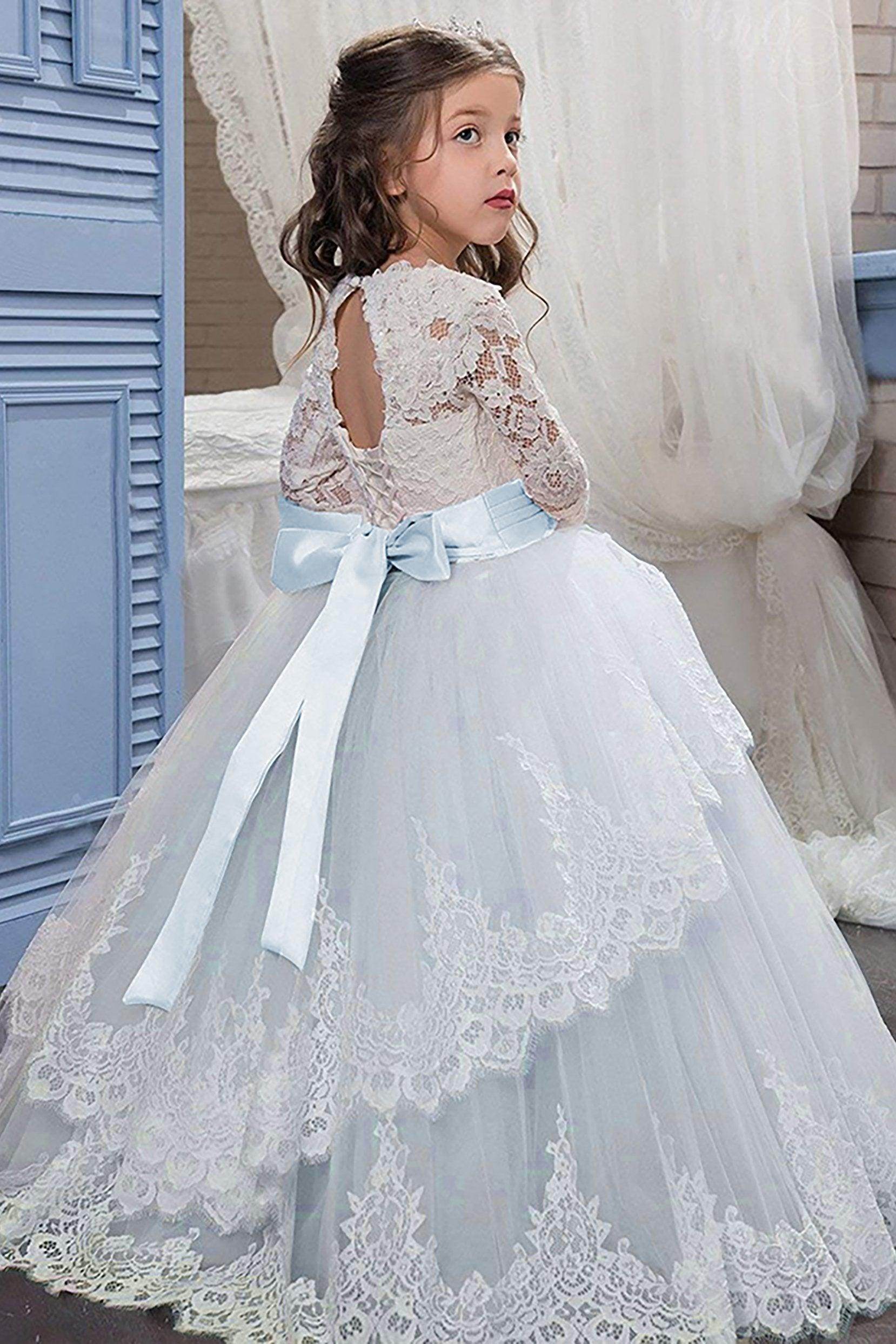 Ball Gown Floor Length Tulle Lace Flower Girl Dress CF0319 - COCOMELODY