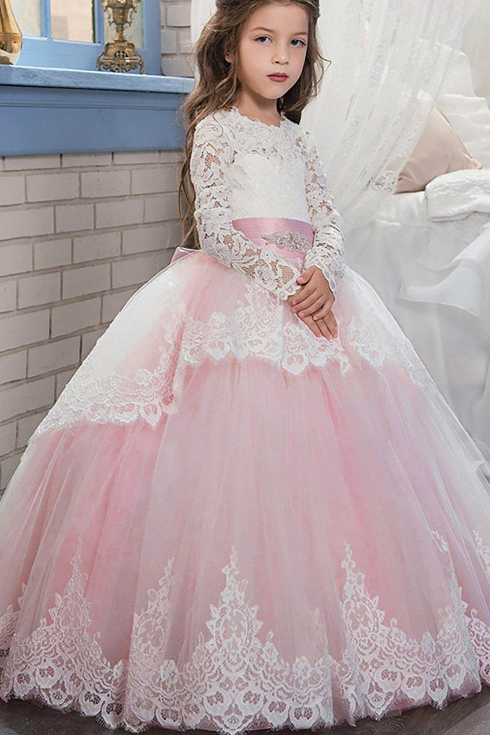 Ball Gown Floor Length Tulle Lace Flower Girl Dress CF0319 - COCOMELODY