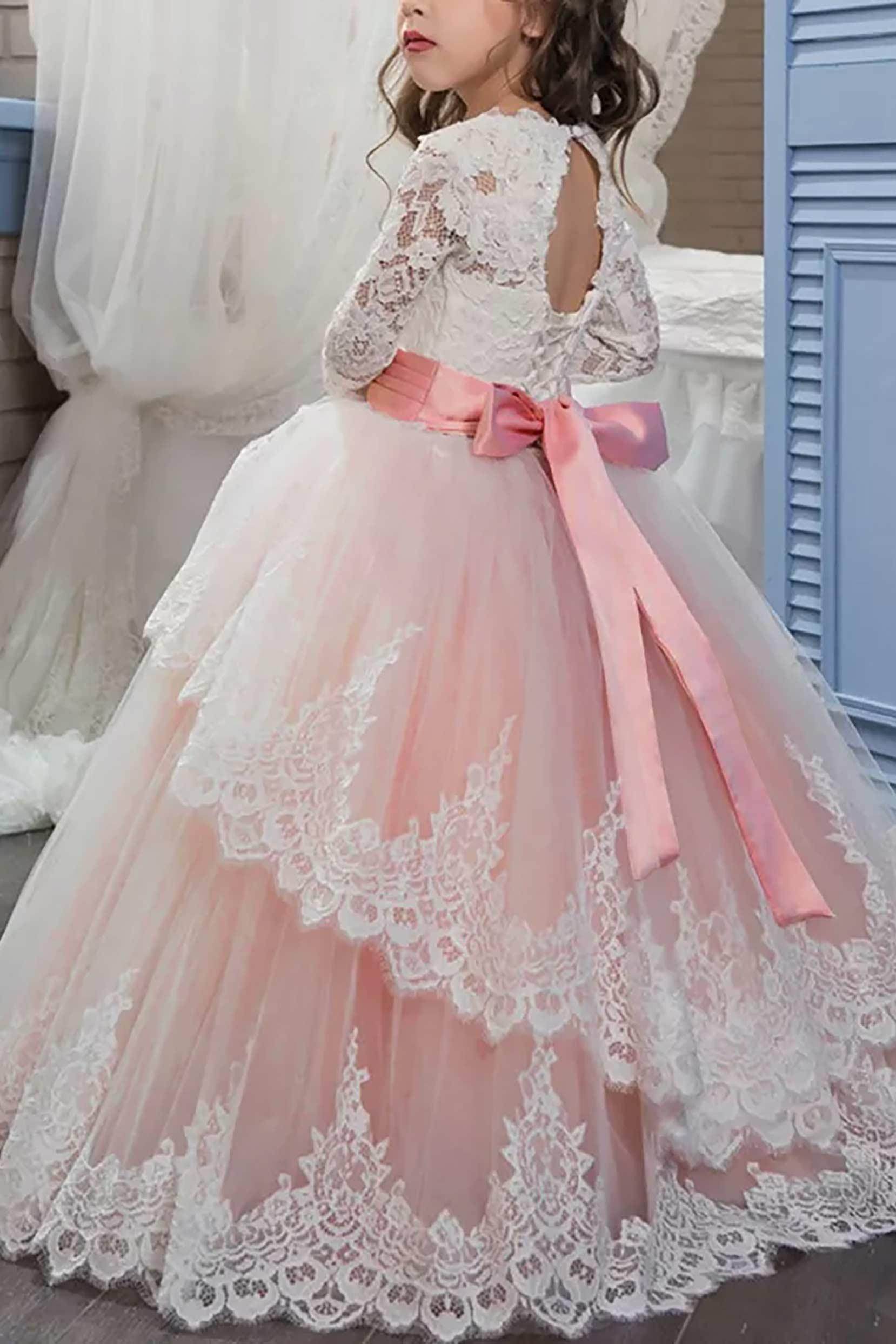 Ball Gown Floor Length Tulle Lace Flower Girl Dress CF0319 - COCOMELODY