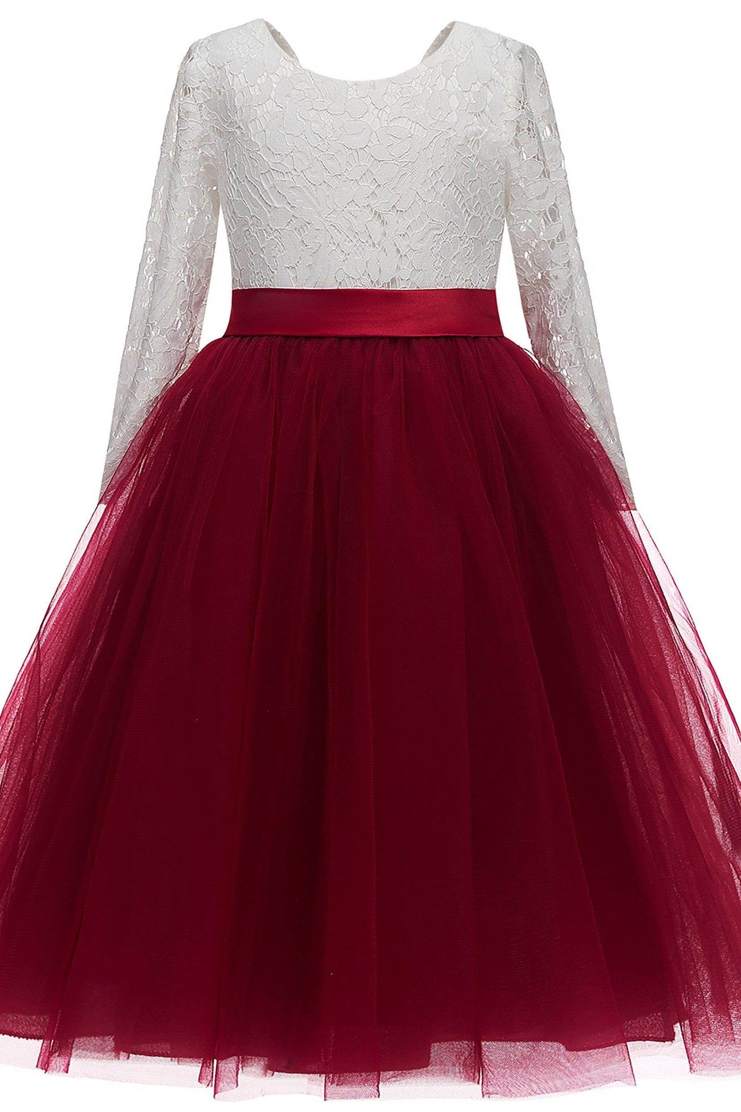 A-Line Tea Length Tulle Lace Flower Girl Dress CF0321 - COCOMELODY