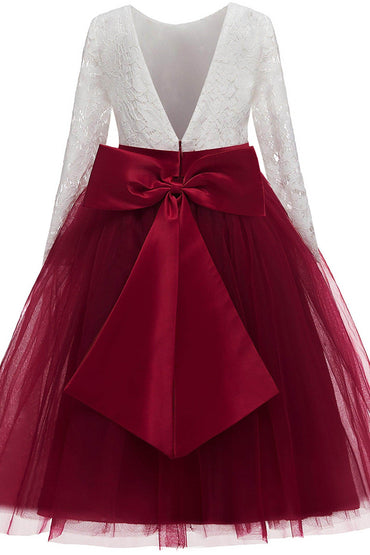 A-Line Tea Length Tulle Lace Flower Girl Dress CF0321 - COCOMELODY