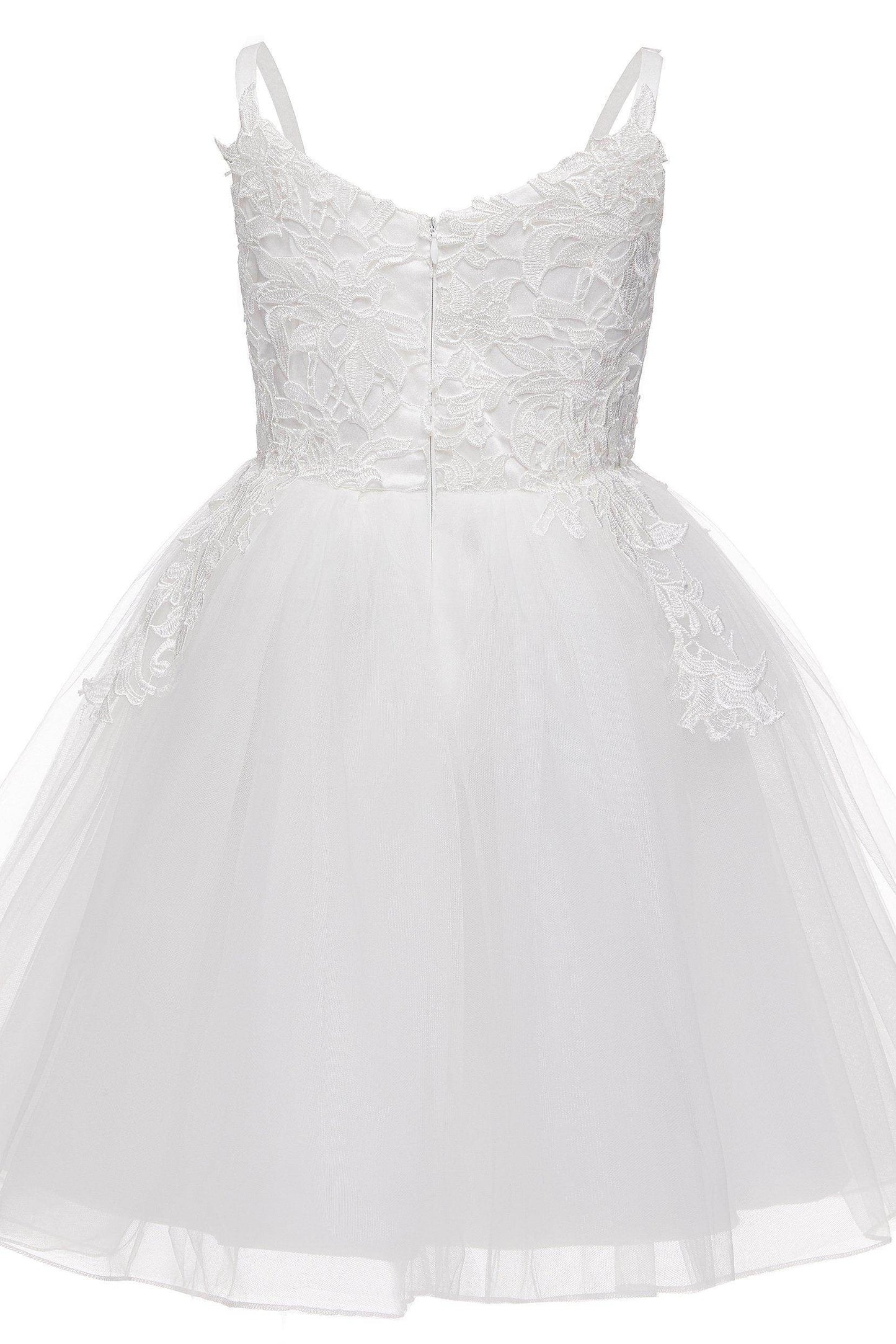 A-Line Knee Length Tulle Lace Flower Girl Dress CF0324 - COCOMELODY