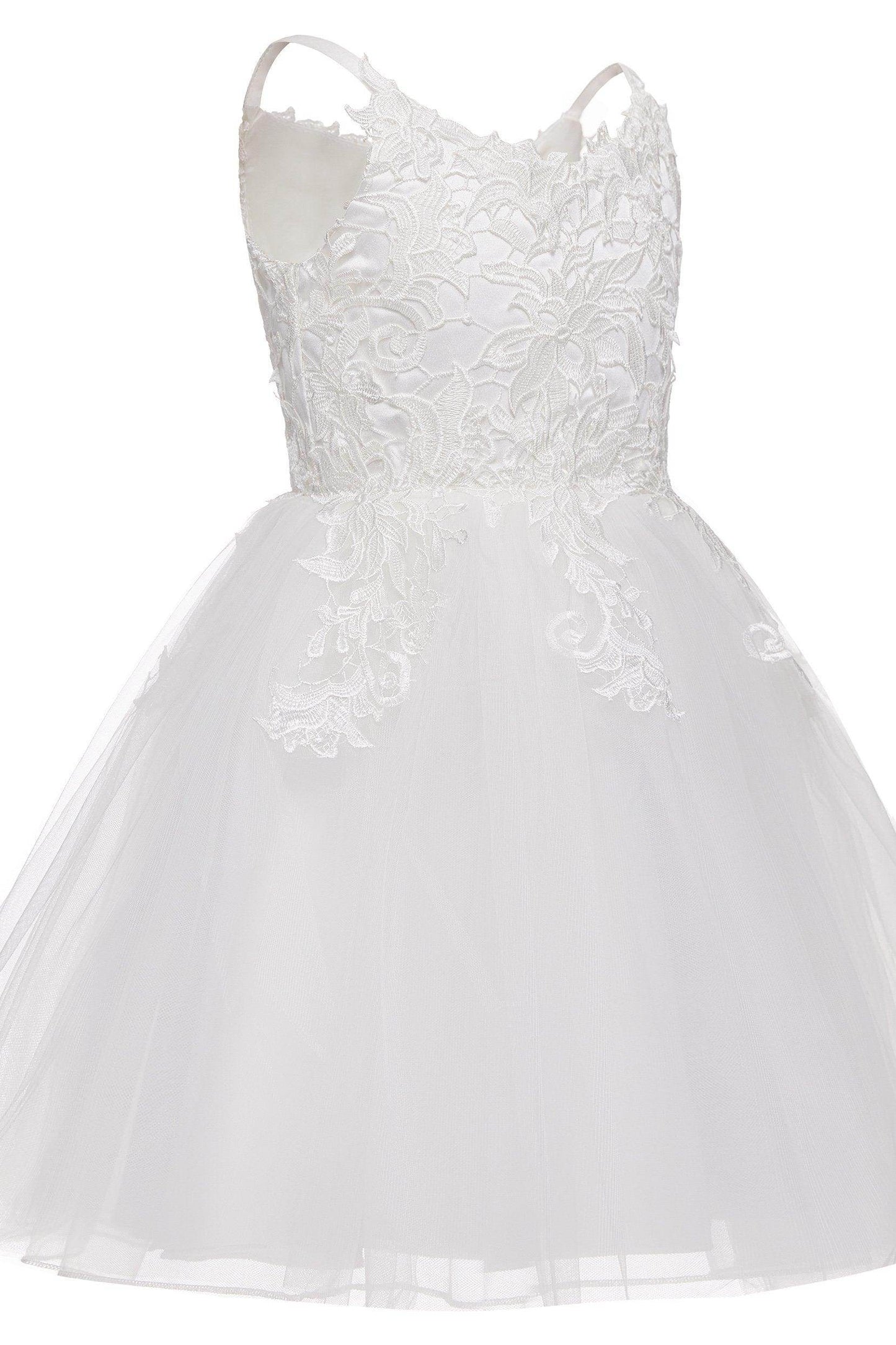 A-Line Knee Length Tulle Lace Flower Girl Dress CF0324 - COCOMELODY