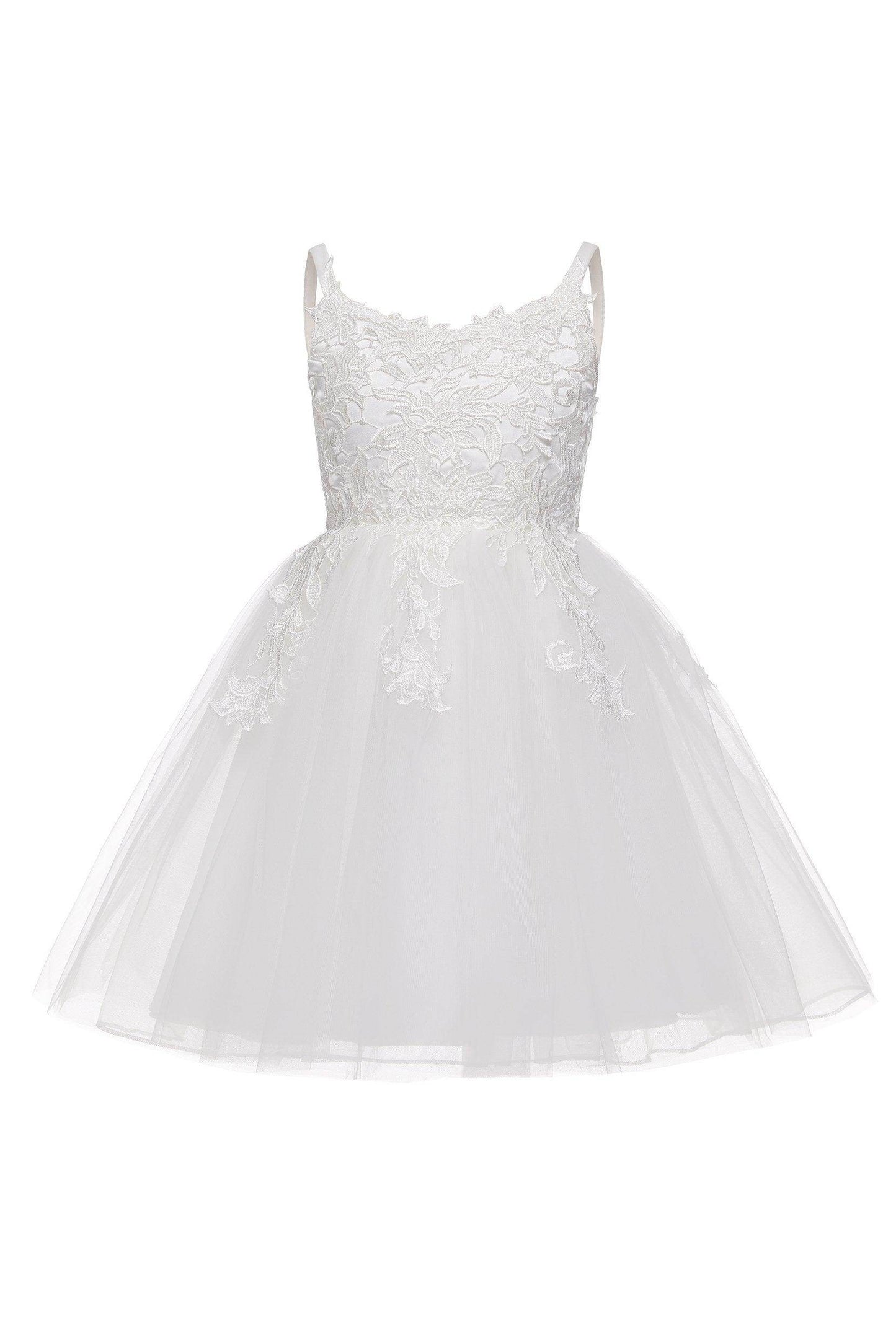 A-Line Knee Length Tulle Lace Flower Girl Dress CF0324 - COCOMELODY