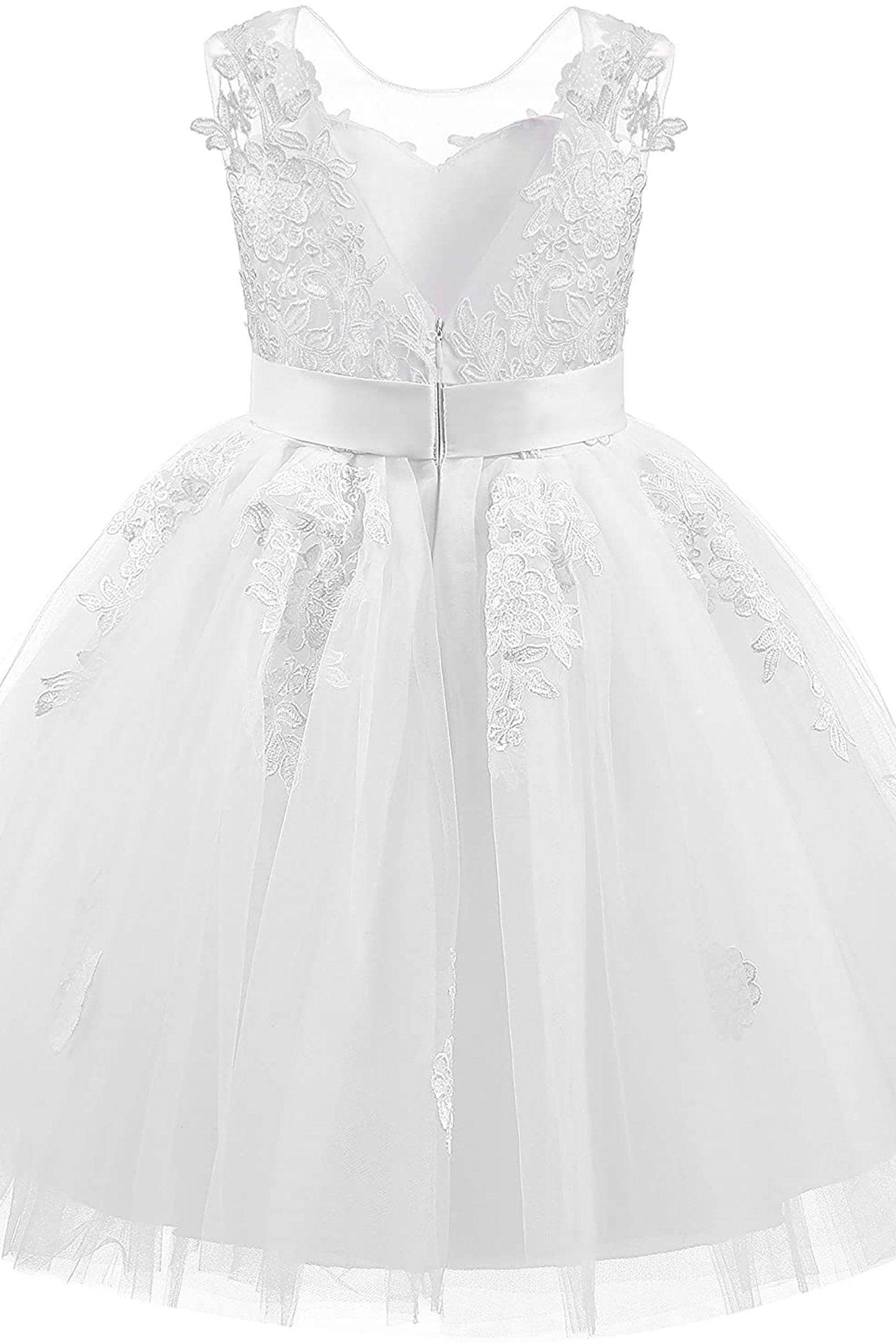 A-Line Knee Length Tulle Lace Flower Girl Dress CF0325 - COCOMELODY
