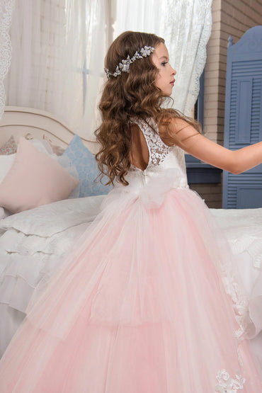 Ball Gown Floor Length Tulle Lace Flower Girl Dress CF0326