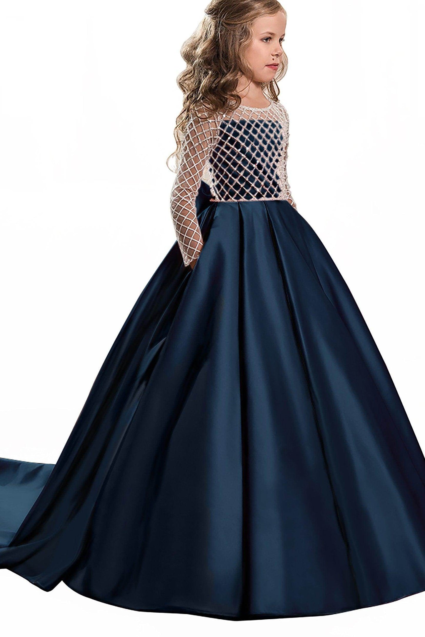 A-Line Floor Length Satin Flower Girl Dress CF0327 - COCOMELODY