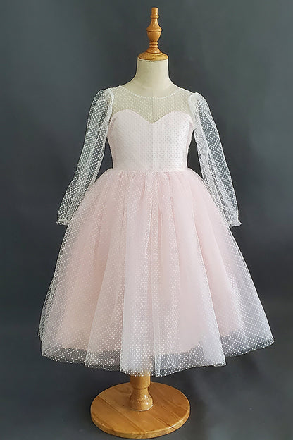 A-Line Knee Length Tulle Lace Flower Girl Dress CF0331