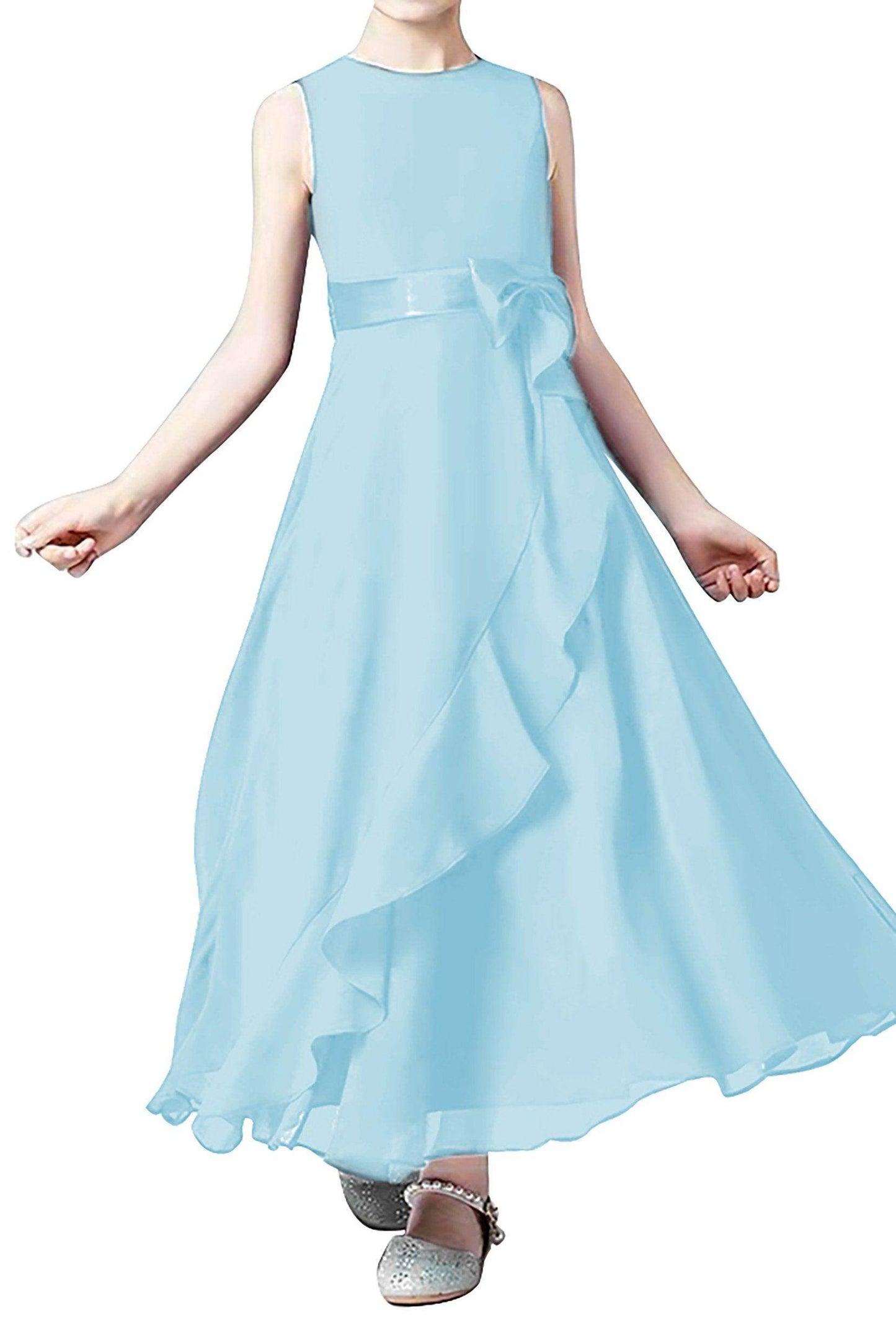 A-Line Tea Length Chiffon Flower Girl Dress CF0332 - COCOMELODY