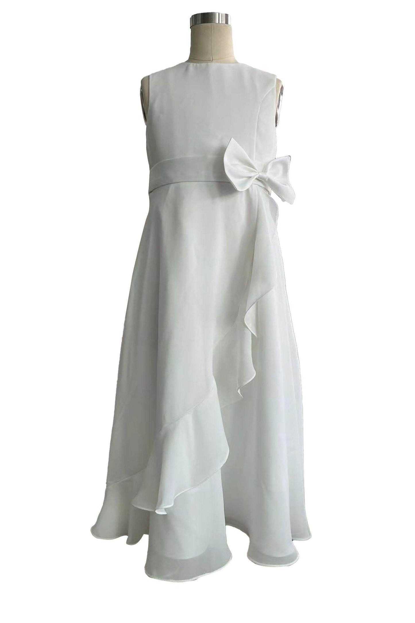 A-Line Tea Length Chiffon Flower Girl Dress CF0332 - COCOMELODY