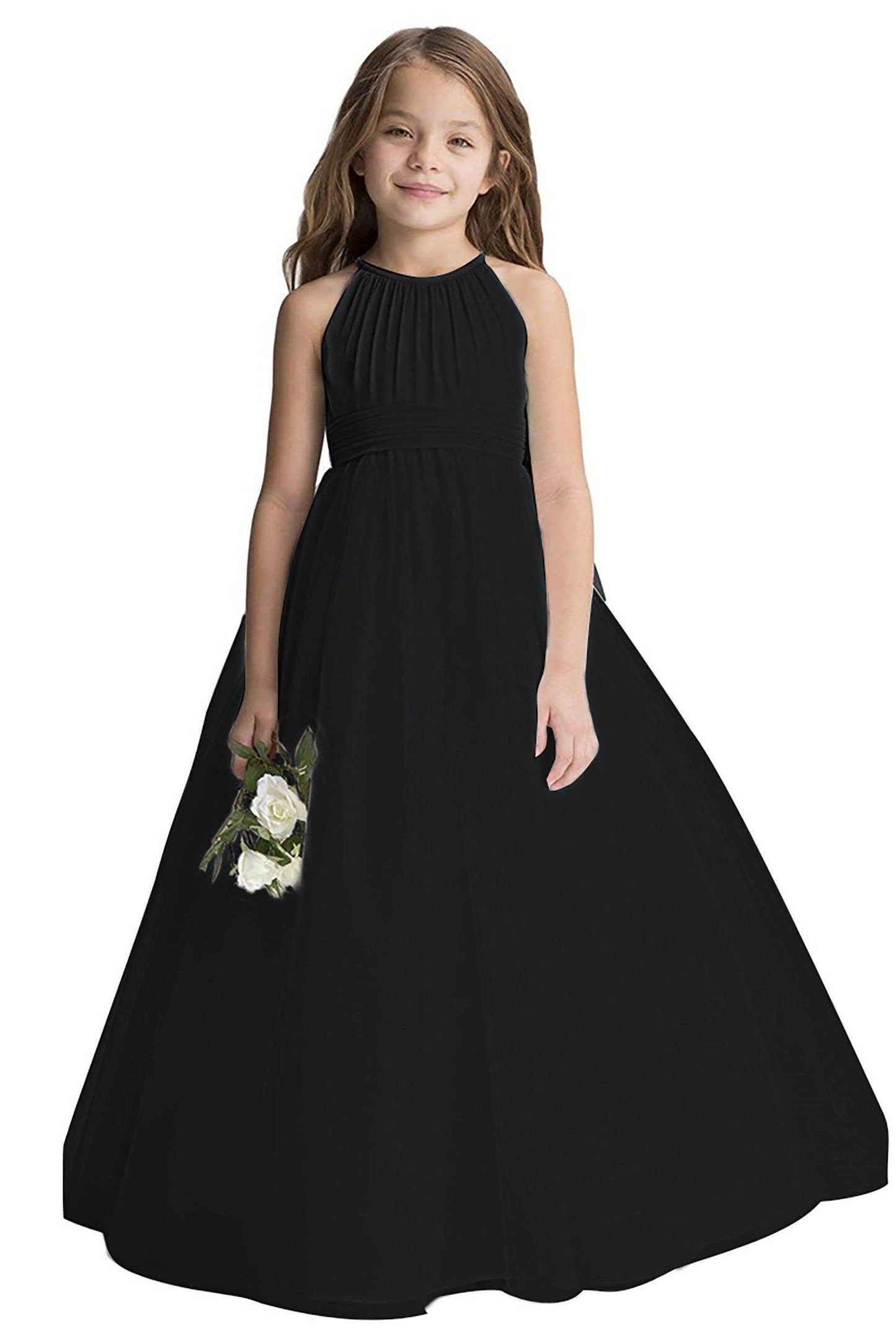 A-Line Floor Length Tulle Flower Girl Dress CF0334 - COCOMELODY