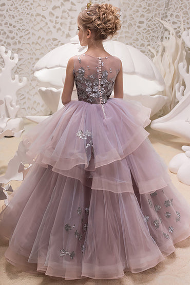 Ball Gown Floor Length Tulle Lace Flower Girl Dress CF0336