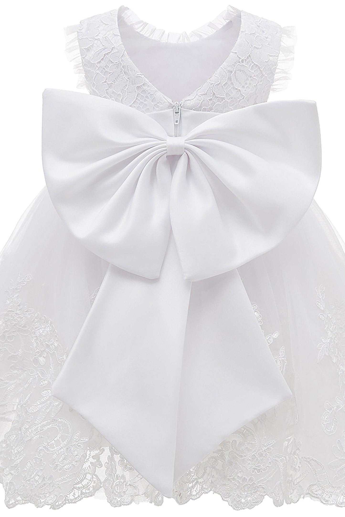 A-Line Knee Length Satin Lace Flower Girl Dress CF0340 - COCOMELODY
