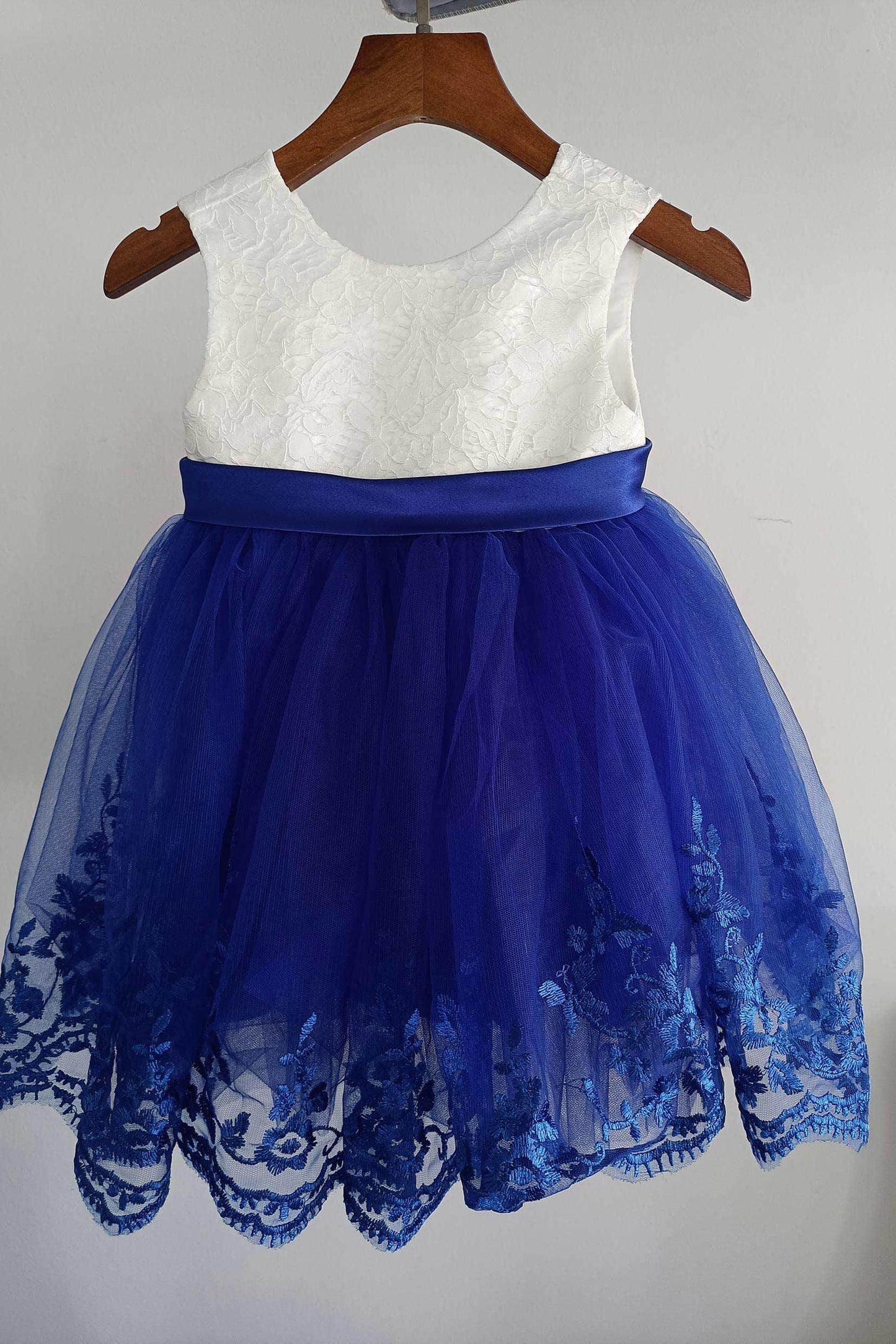 A-Line Knee Length Satin Lace Flower Girl Dress CF0340 - COCOMELODY