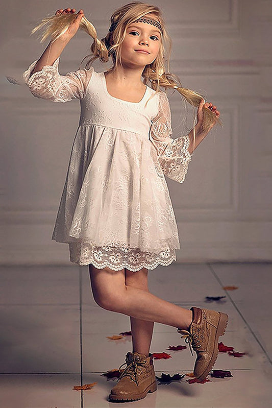A-Line Short-Mini Tulle Lace Flower Girl Dress CF0344