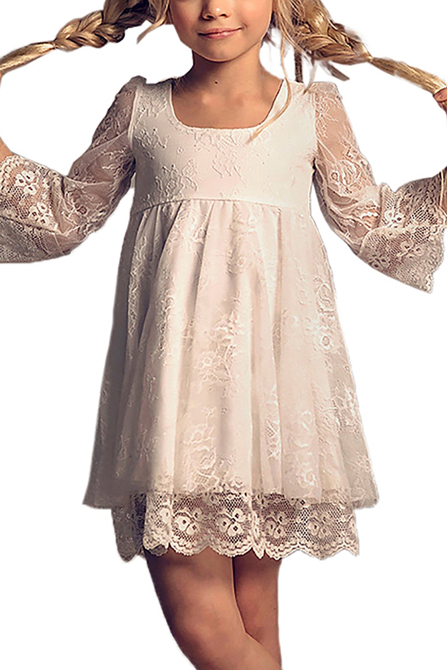 A-Line Short-Mini Tulle Lace Flower Girl Dress CF0344