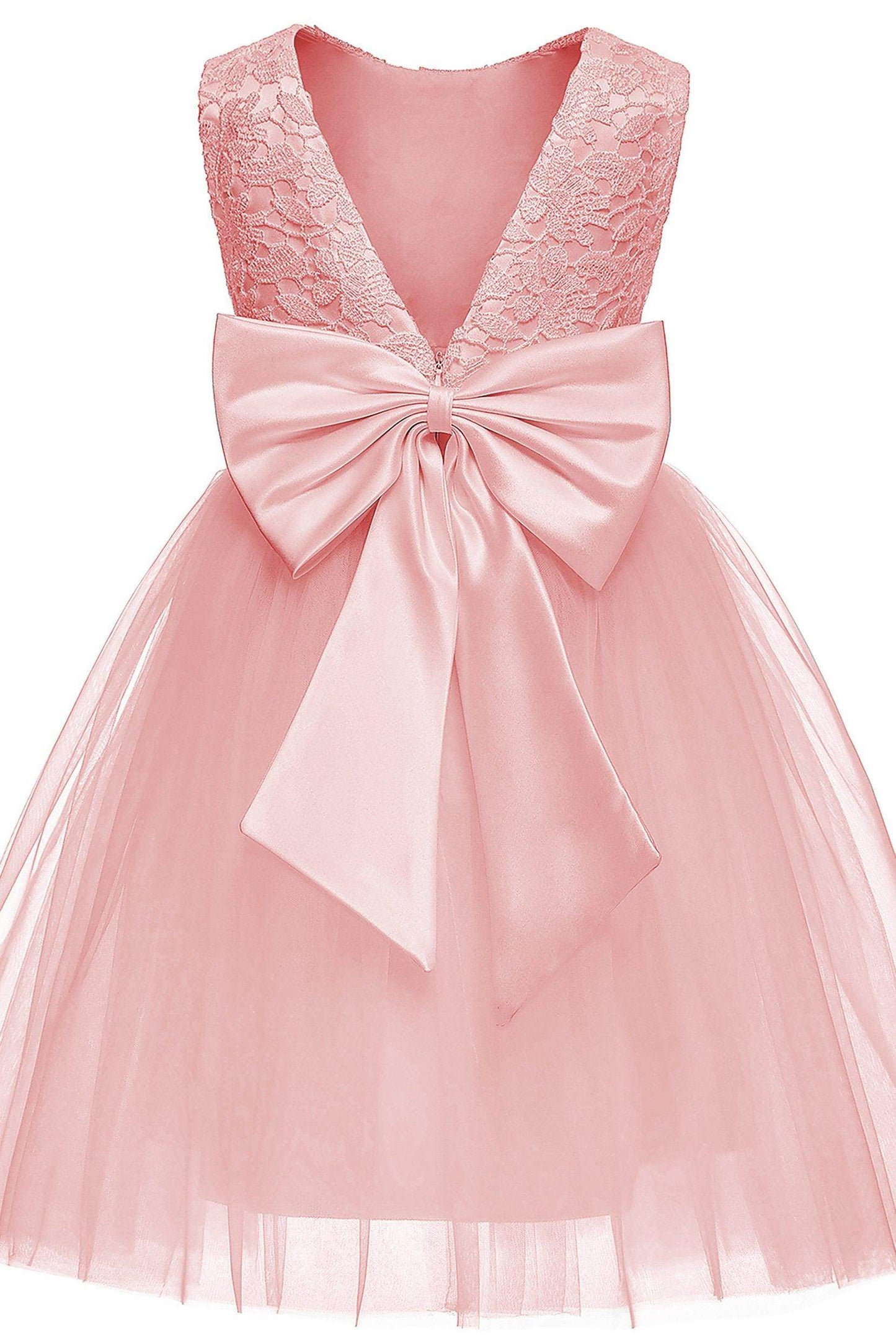 A-Line Knee Length Tulle Lace Flower Girl Dress CF0345 - COCOMELODY